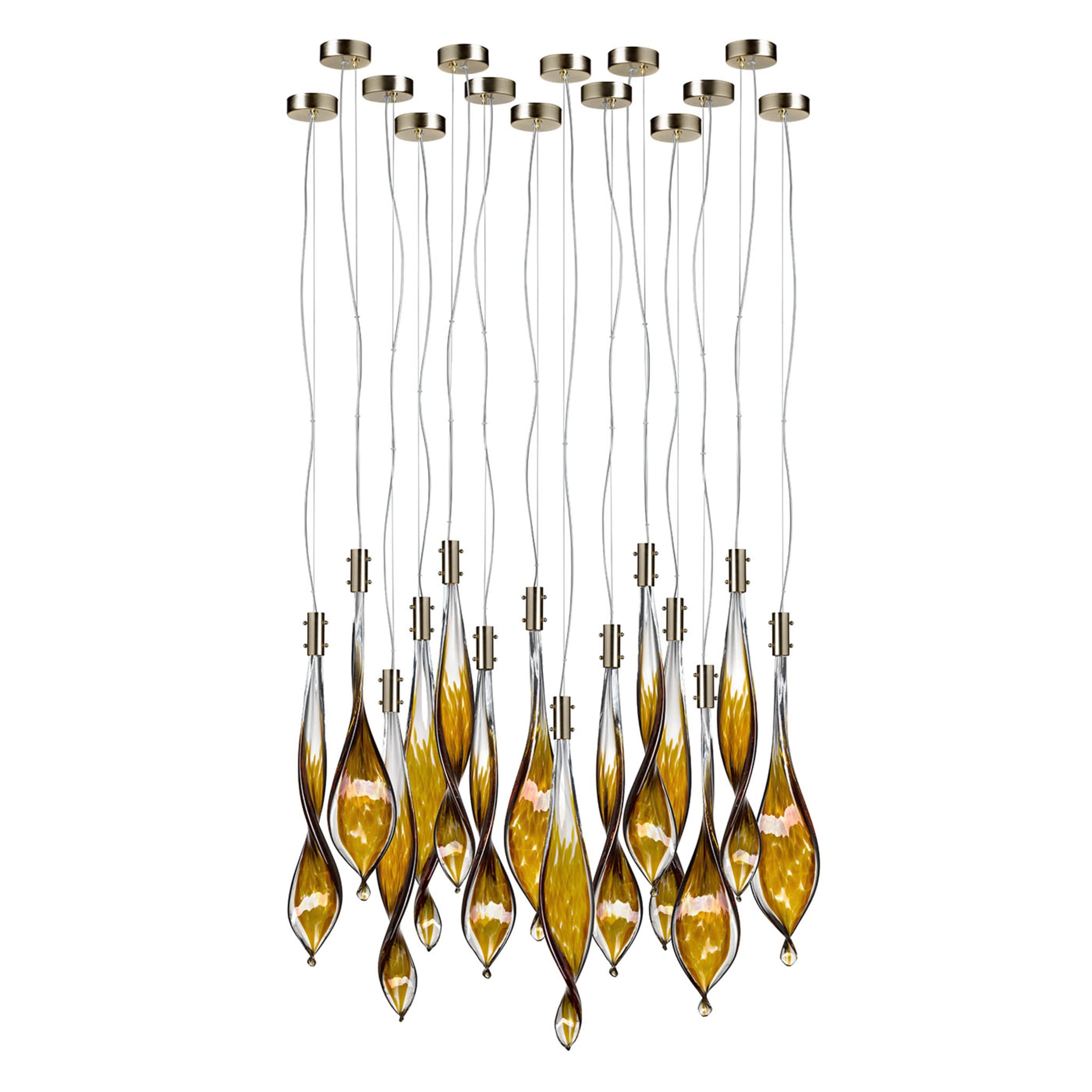 Glass Fall 15 Leaves Chandelier - Main view