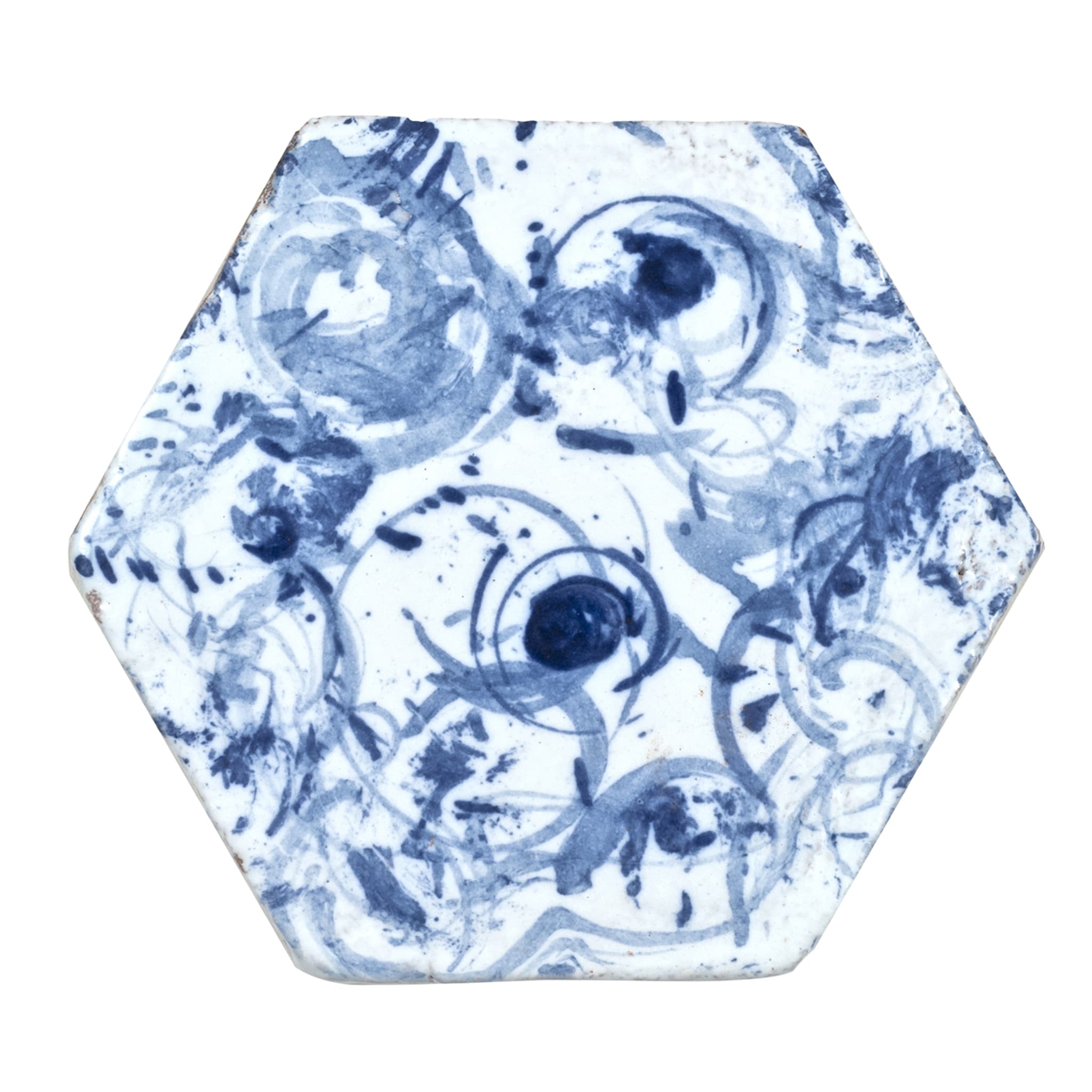 Vortice Juego de 25 baldosas hexagonales azules y blancas - Vista principal