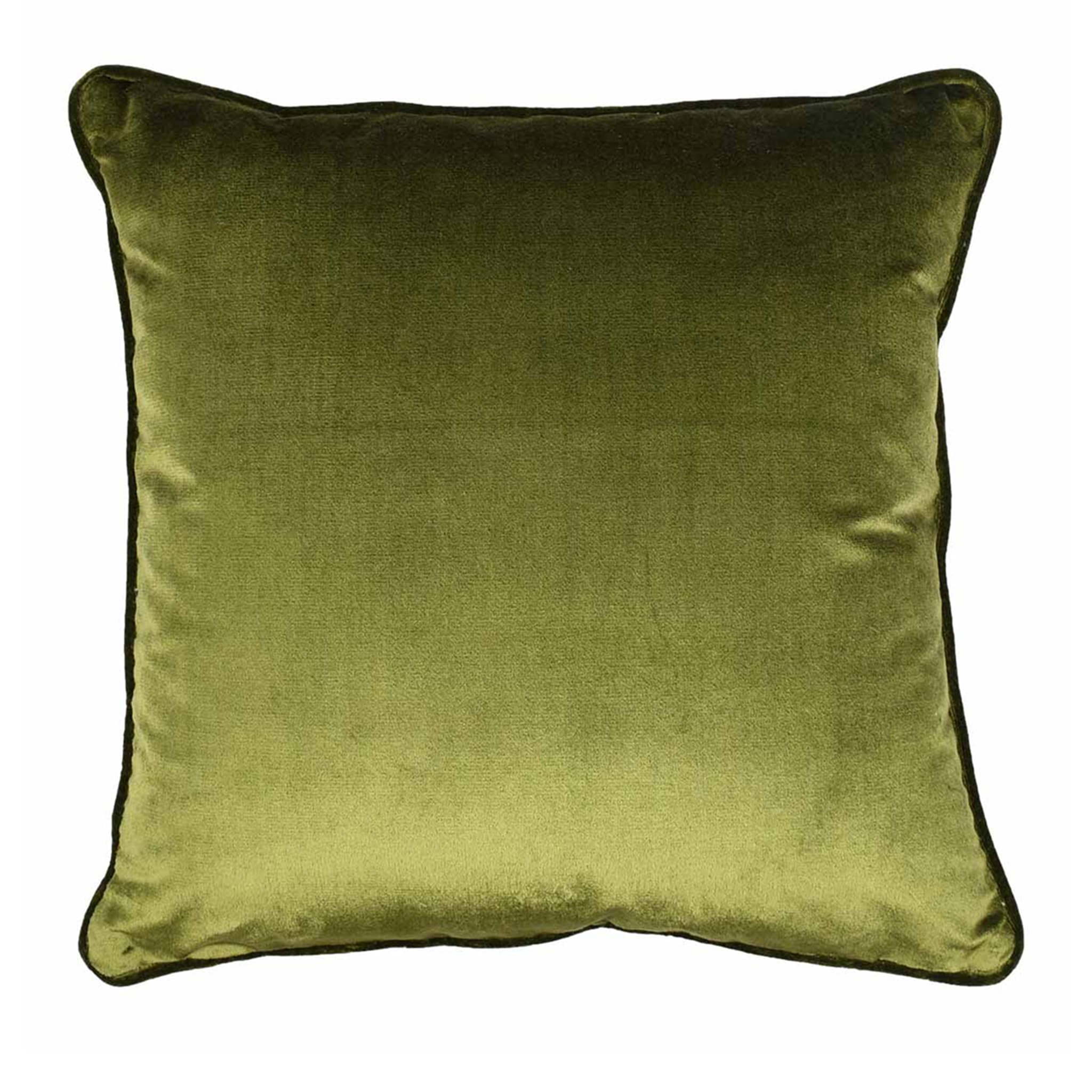 Moss Green Silk Velvet Carrè Cushion - Main view