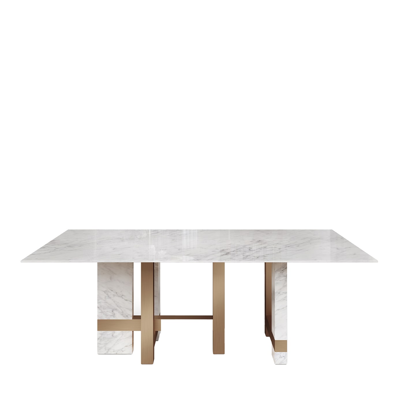 Asymmetrical Dining Table in Marble and Metal - Loopo