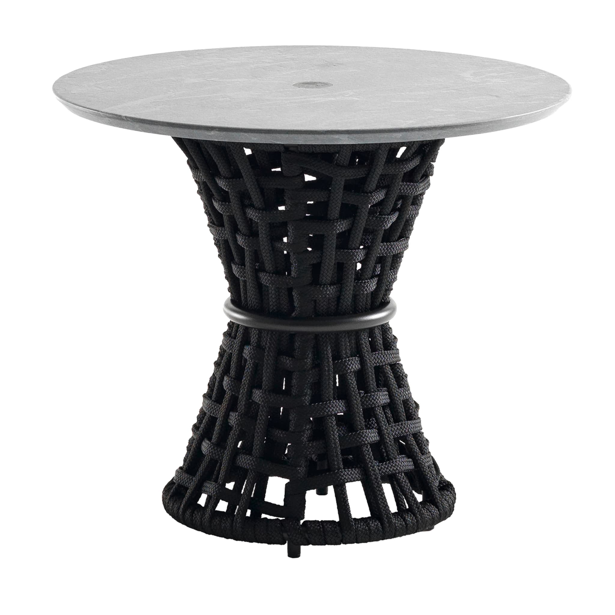 Outdoor Black Side Table With Stone Top - Main view