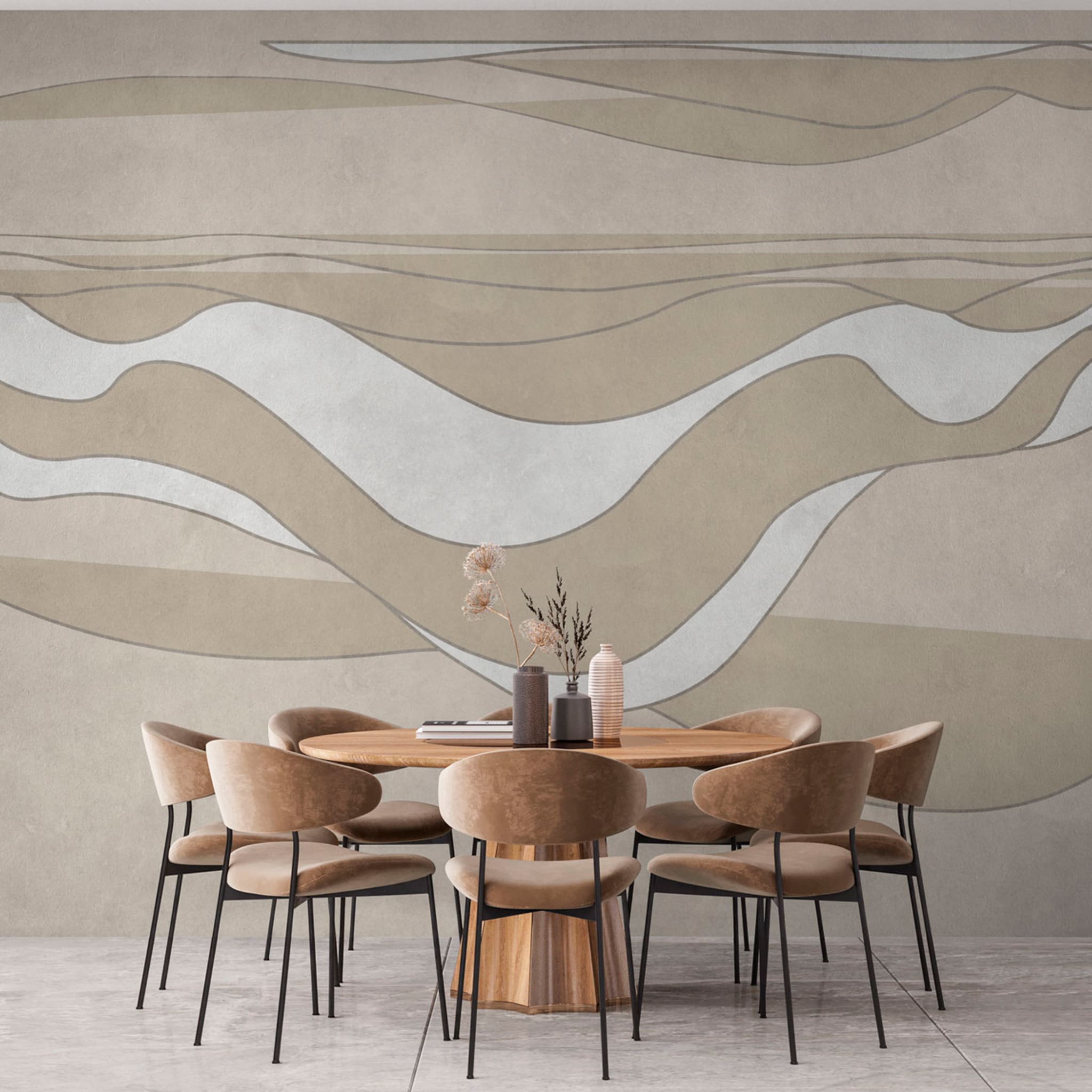 Beige Deep Wave textured wallpaper - Alternative view 2