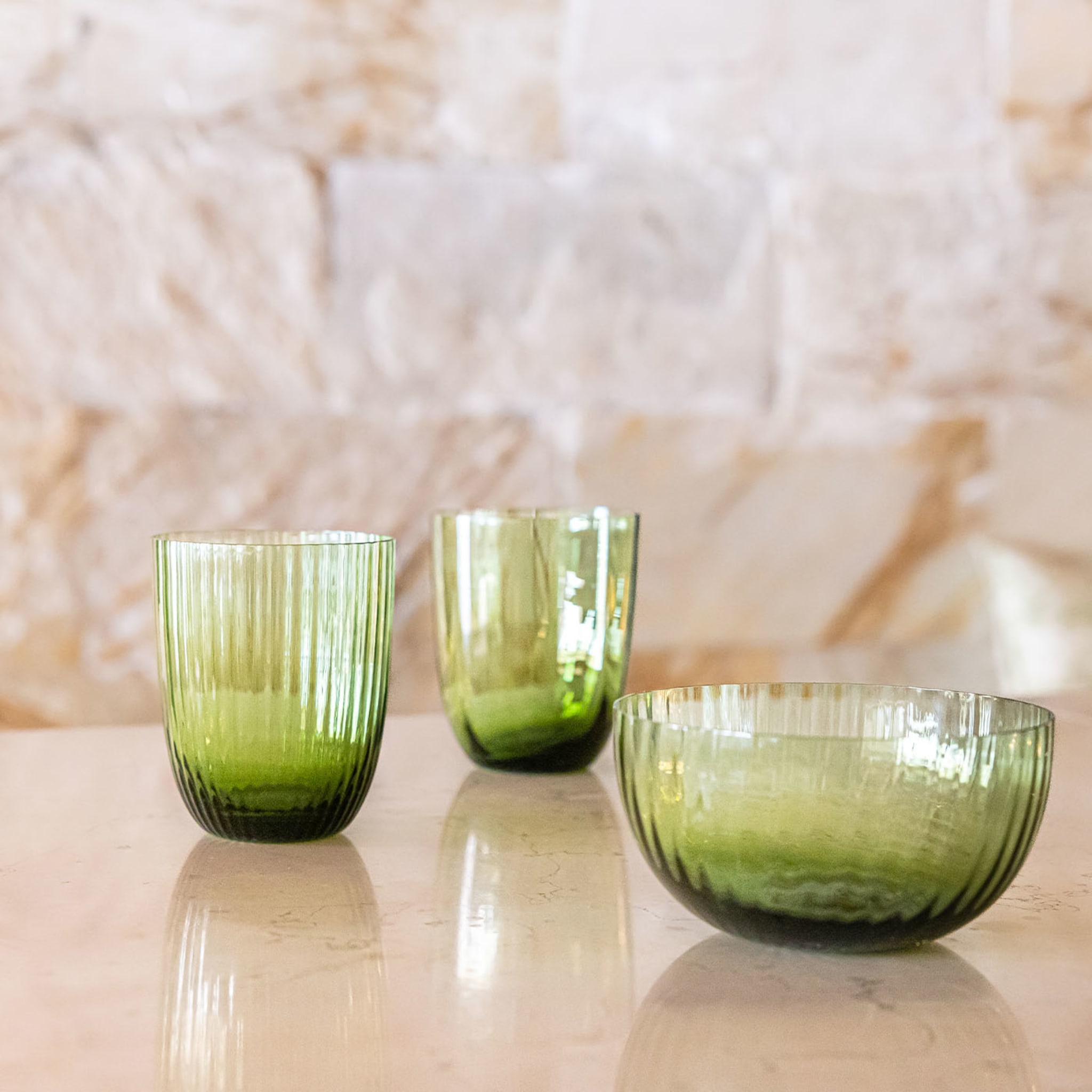 Idra Soraya Set of 6 Green Assorted Glasses - Alternative view 1