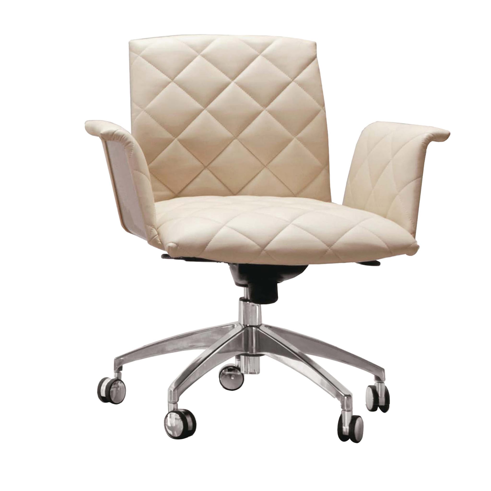 Guest Beige Leather Office Chair - Main view