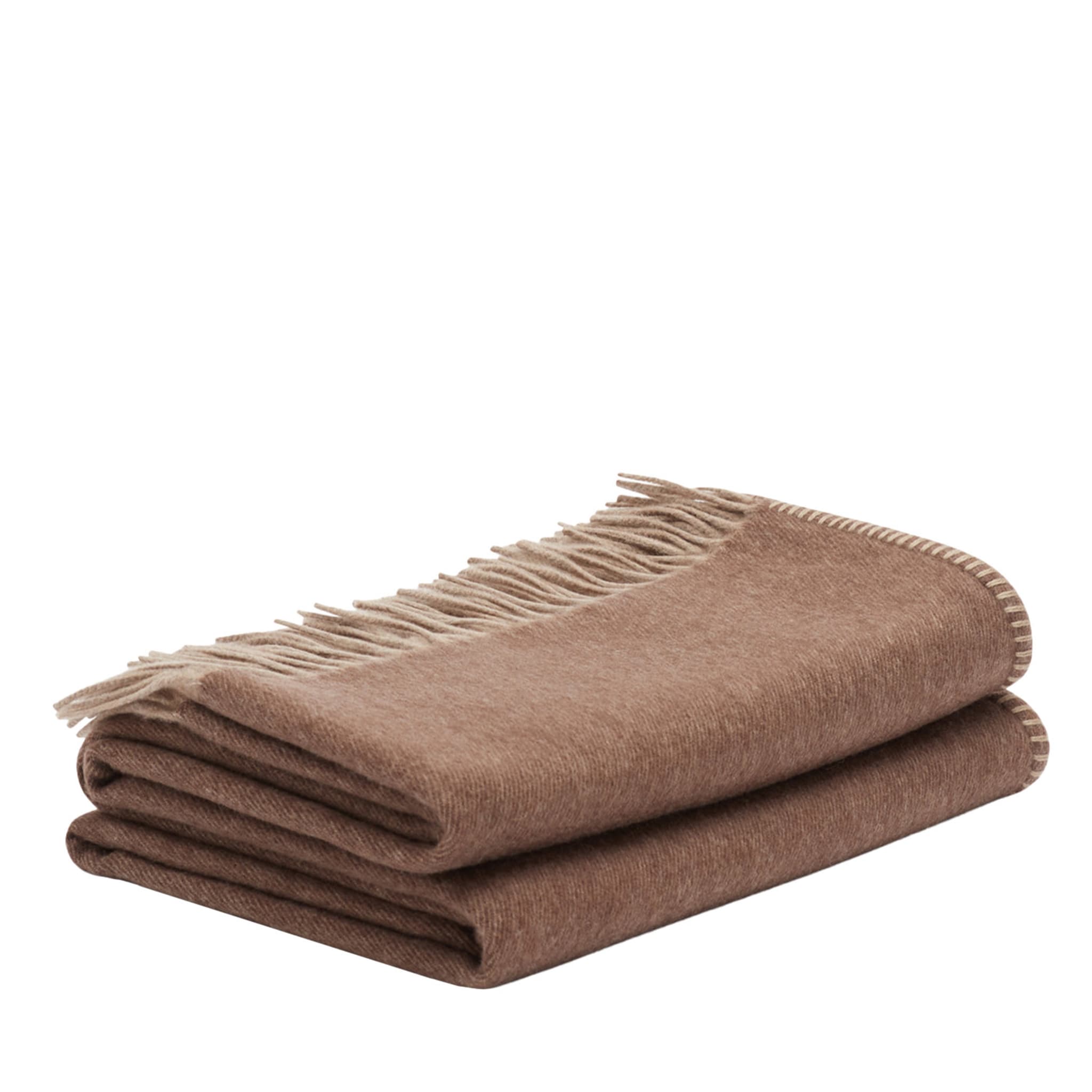 Melrose Fringed Light-Brown Small Blanket - Main view