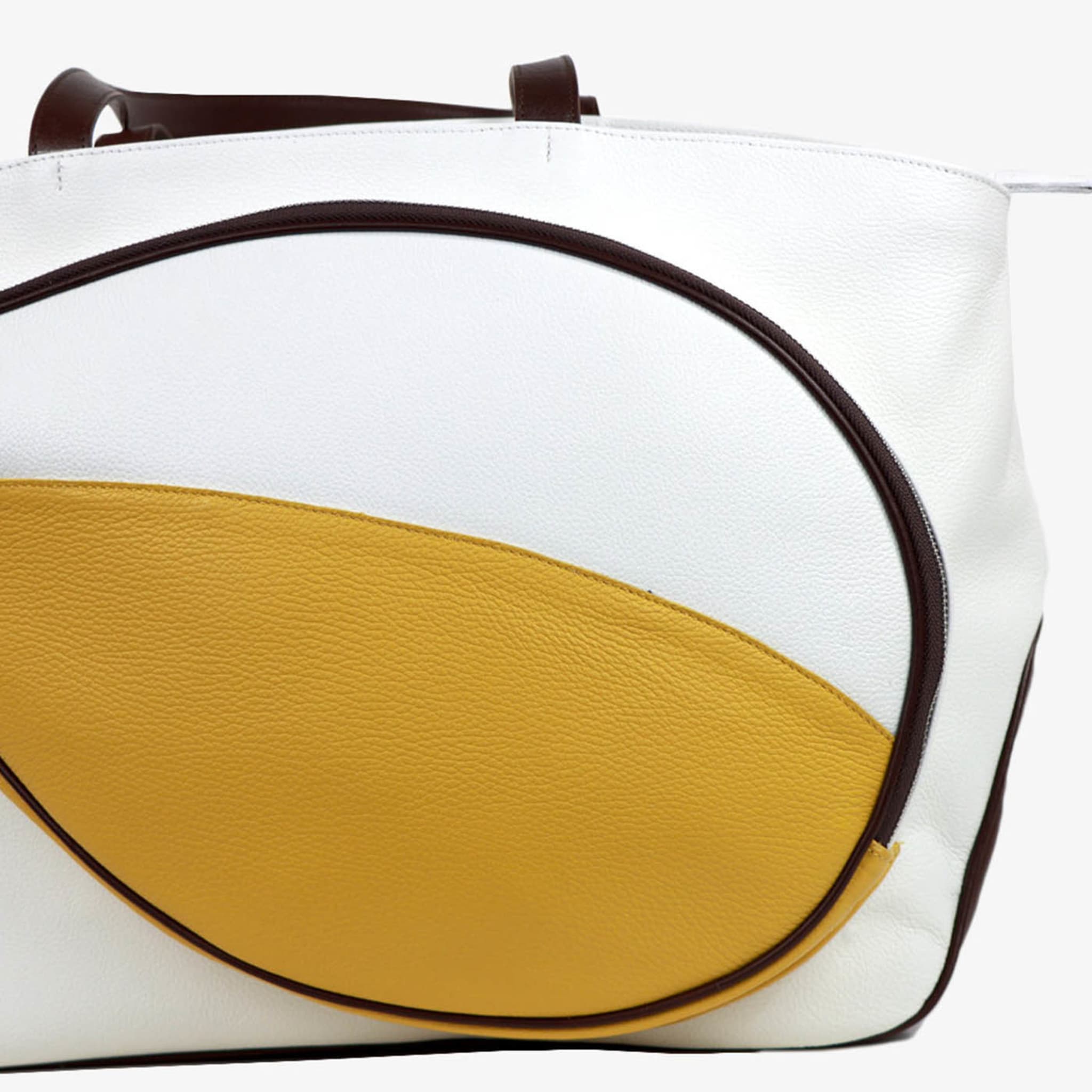 Sport White/Yellow/Brown Bag with Tennis-Racket-Shaped Pocket - Alternative view 3