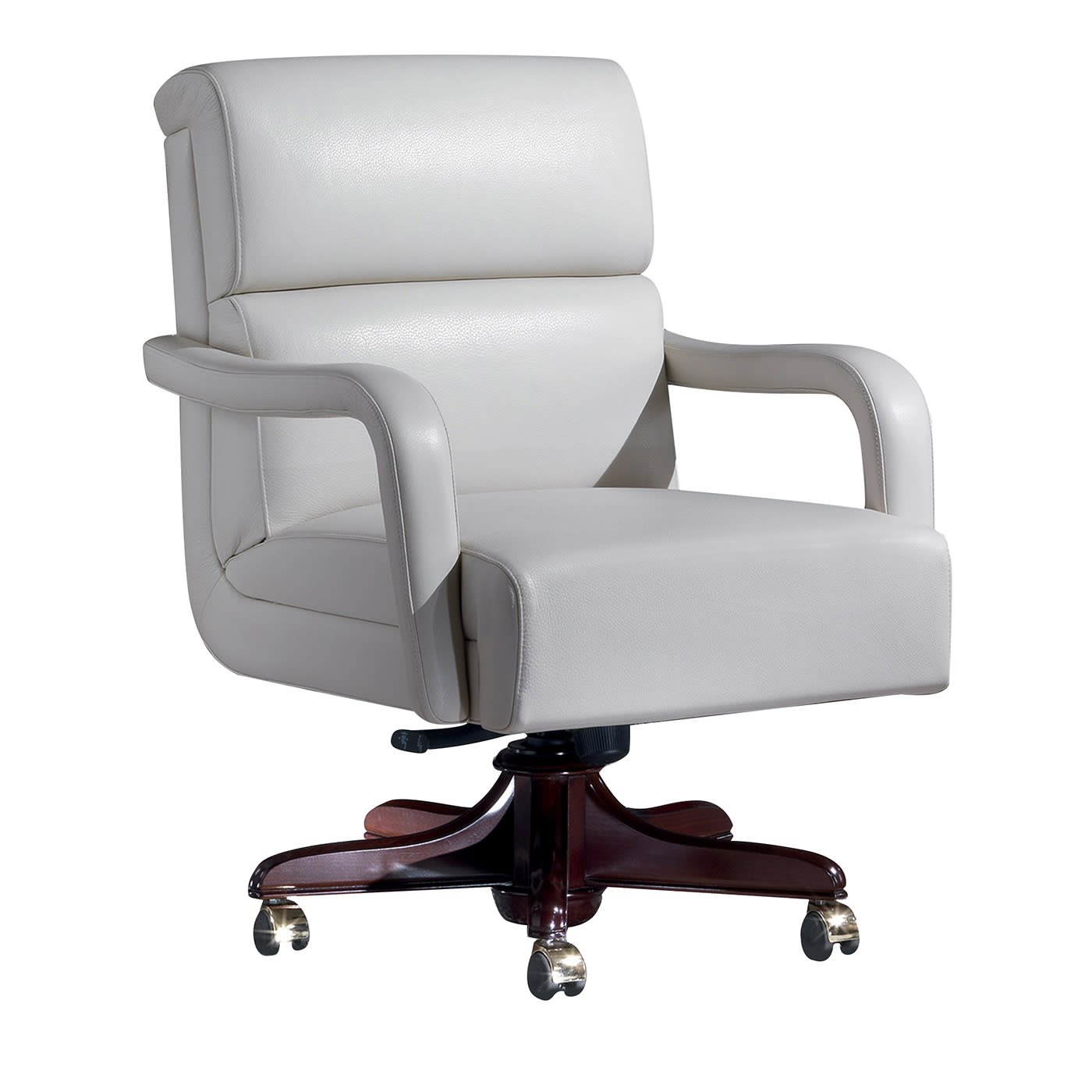 White Medium Leather Armchair - Marzorati