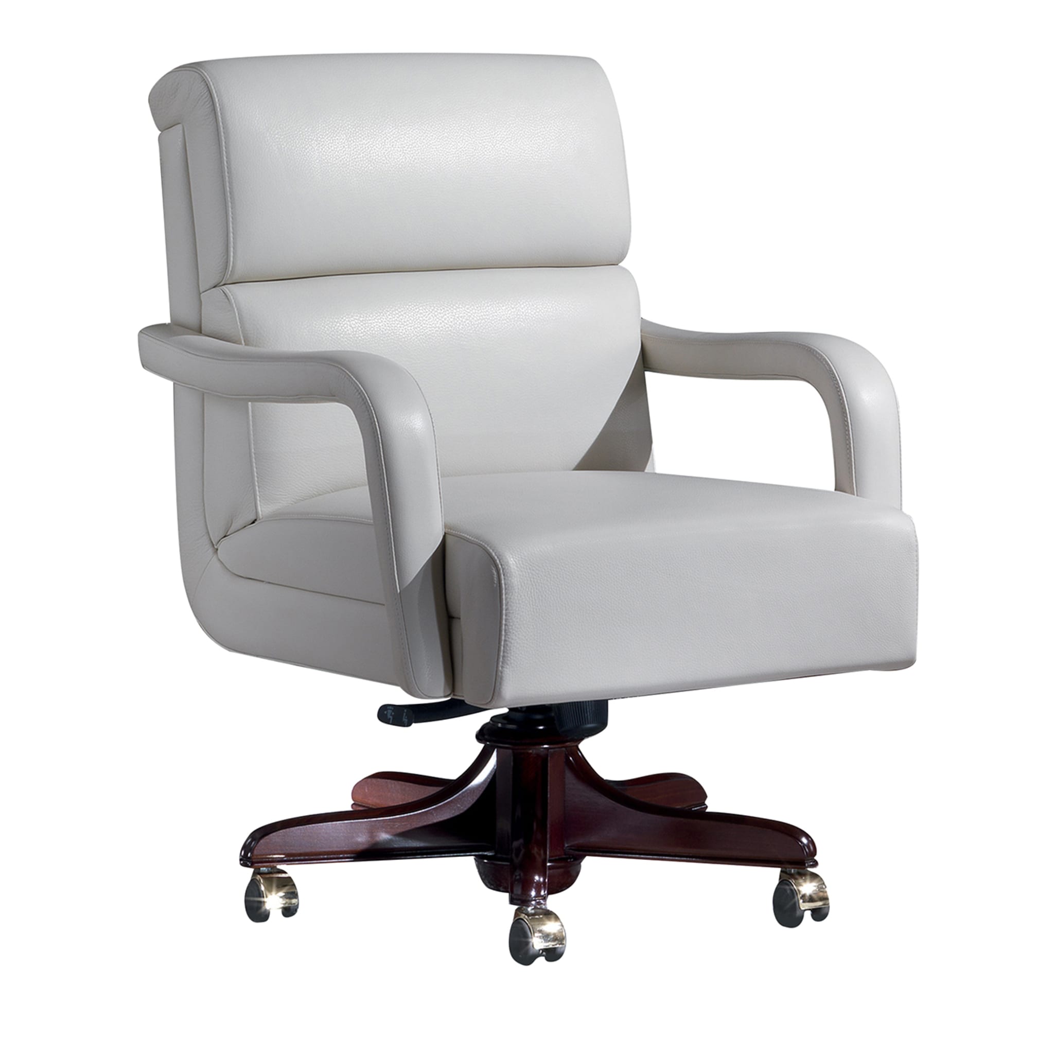 White Medium Leather Armchair - Main view