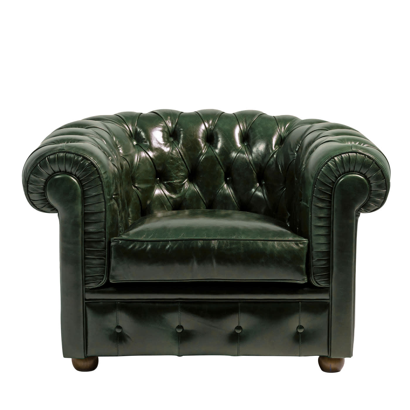 Chesterfield Green Leather Armchair Mantellassi 1926 Artemest