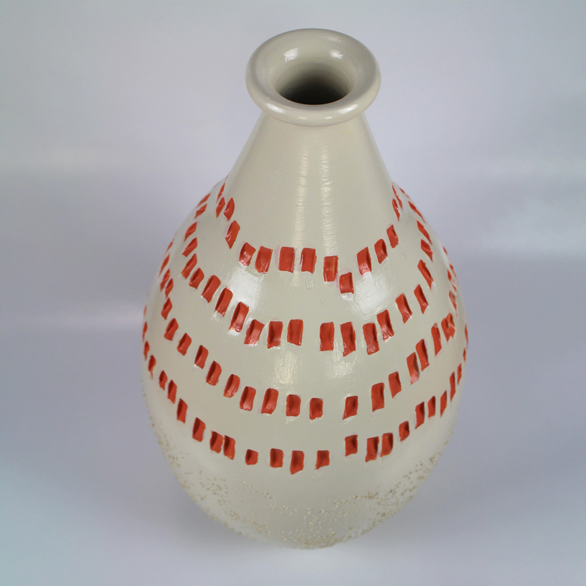 Drop-Shaped Beige & Red Vase 17 by Mascia Meccani - Alternative view 1