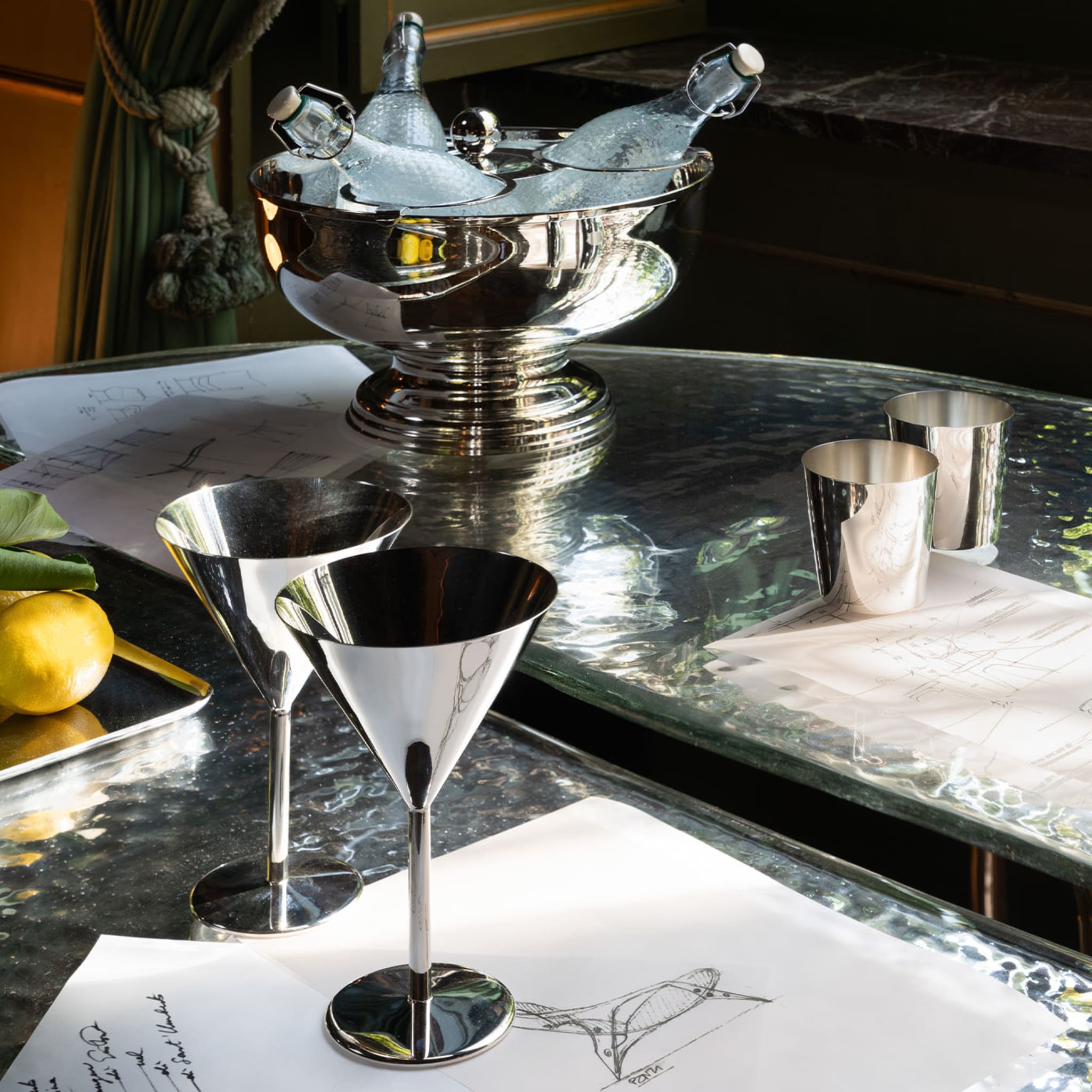 Millenium Set of Champagne Flute and Martini Glass by Lella and Massimo Vignelli - Alternative view 1