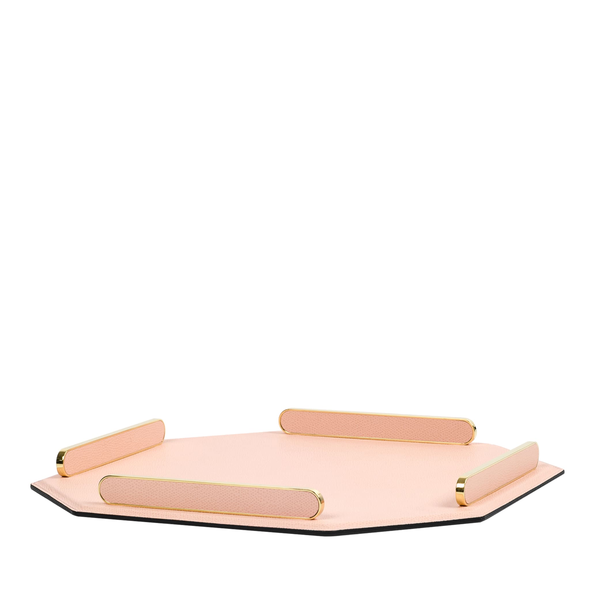 Octagonal Golden/Pink Leather Tray  - Main view