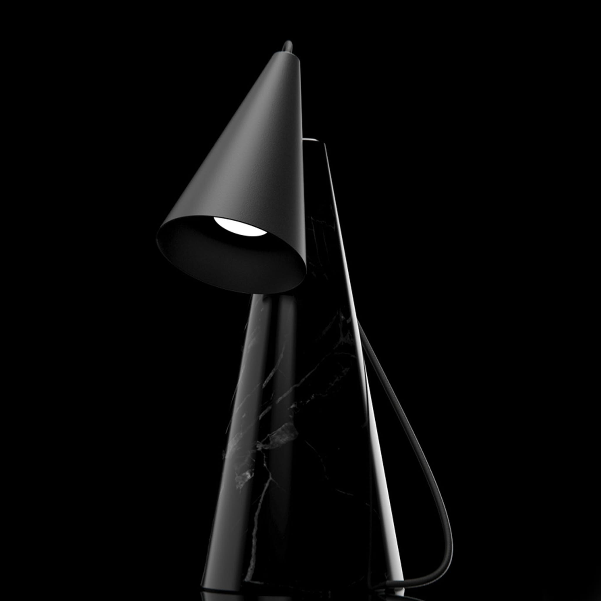 ED038 Lampada da tavolo in pietra nera e nera - Vista alternativa 2