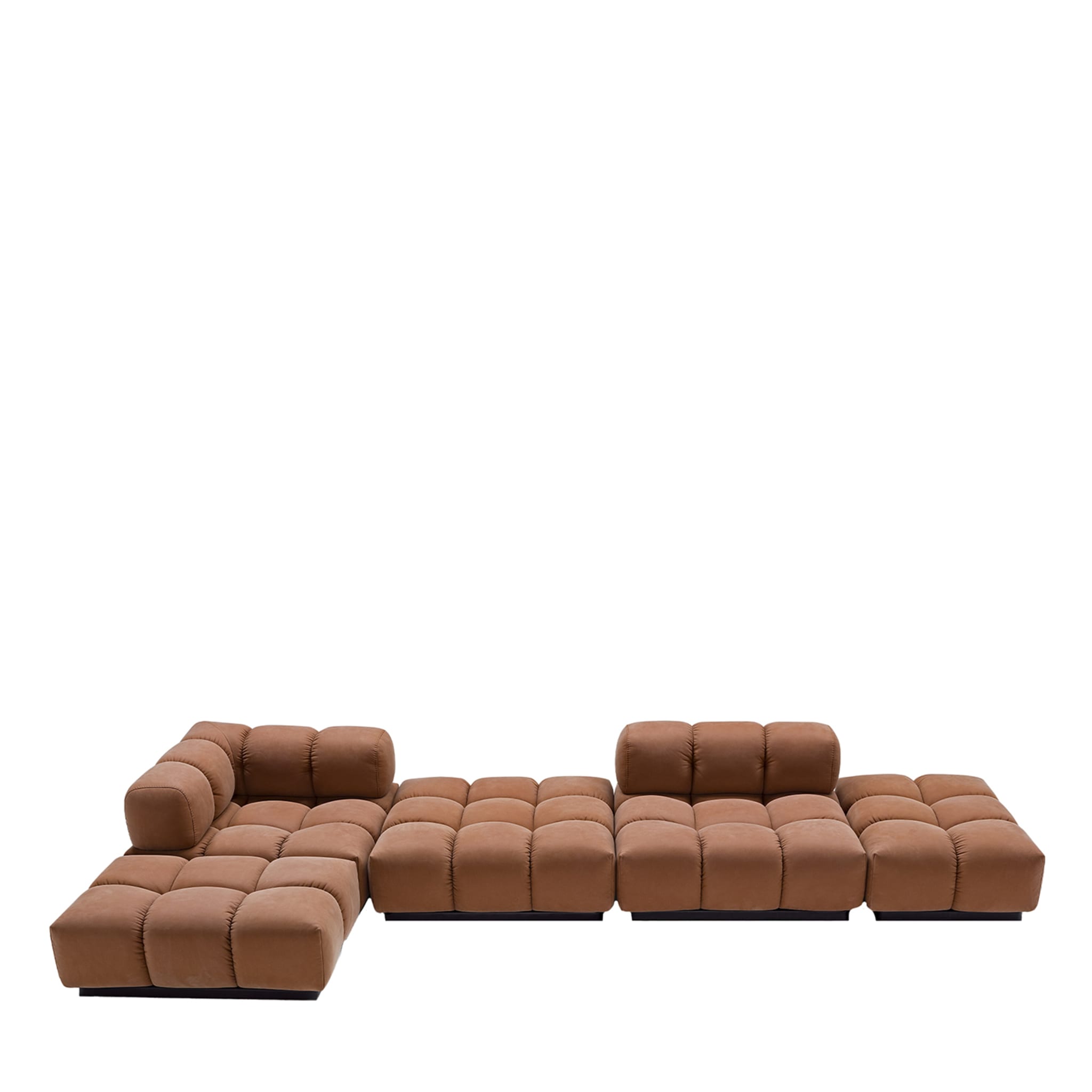 Sacai 5-Module Brown Leather Sofa - Main view