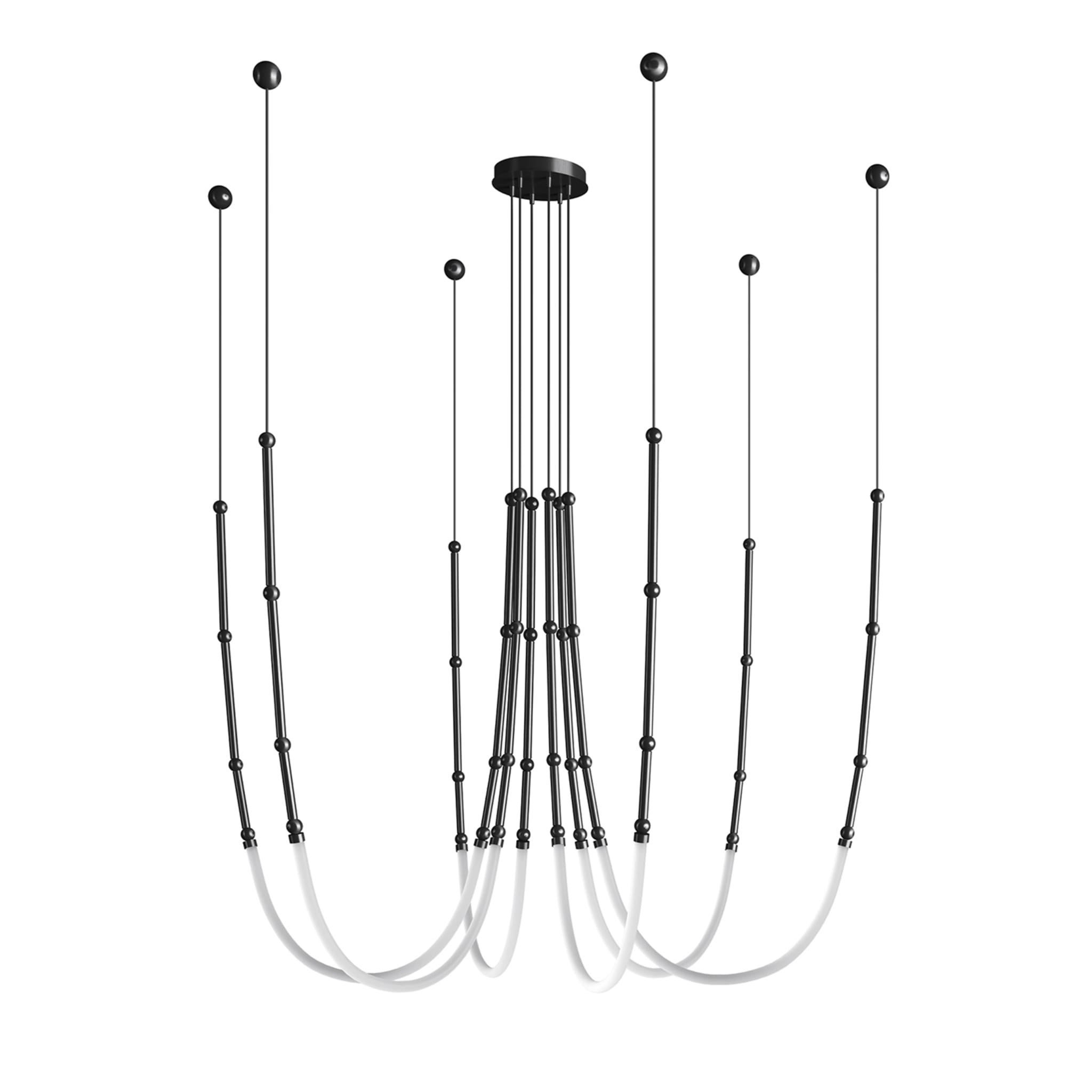 LEDA Matt Black 6-pieces Pendant Lamp - Main view