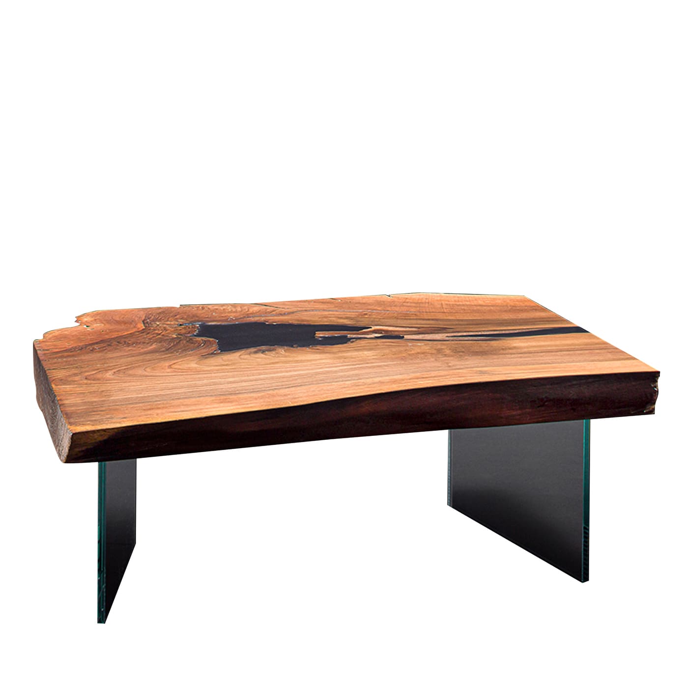 Walnut and resin side table - Bruno Spreafico