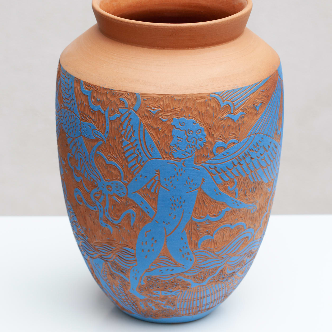 Il Pescatore di Granchi Blue Vase by Clara Holt and Chiara Zoppei - Clara Holt