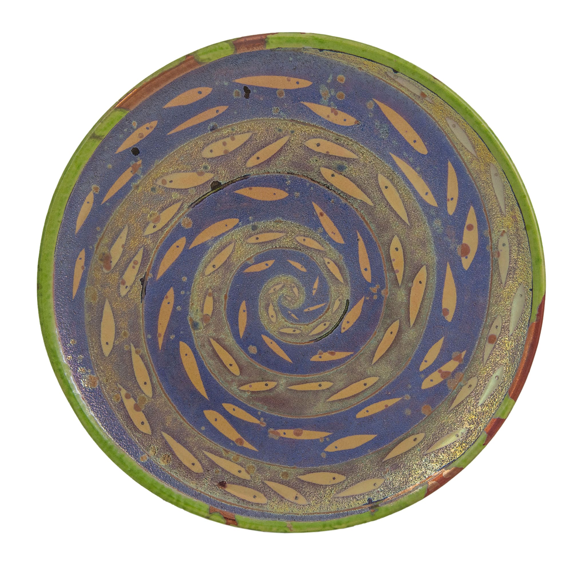 Poisson en spirale Assiette en argent lustré - Vue principale