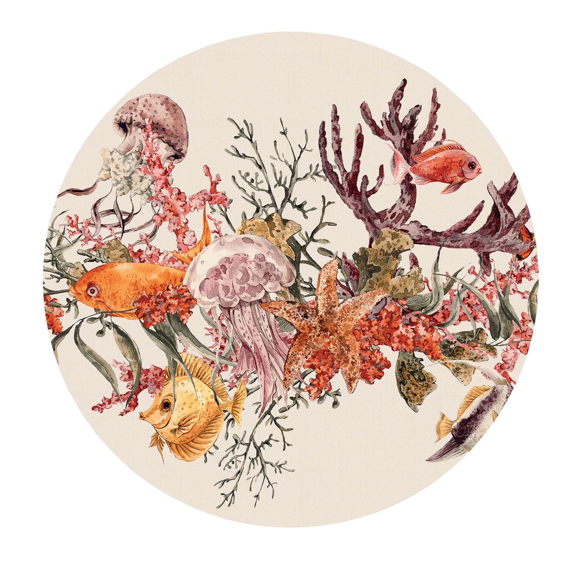 Fish Promenade Coral Set of 2 Round Placemats - Main view