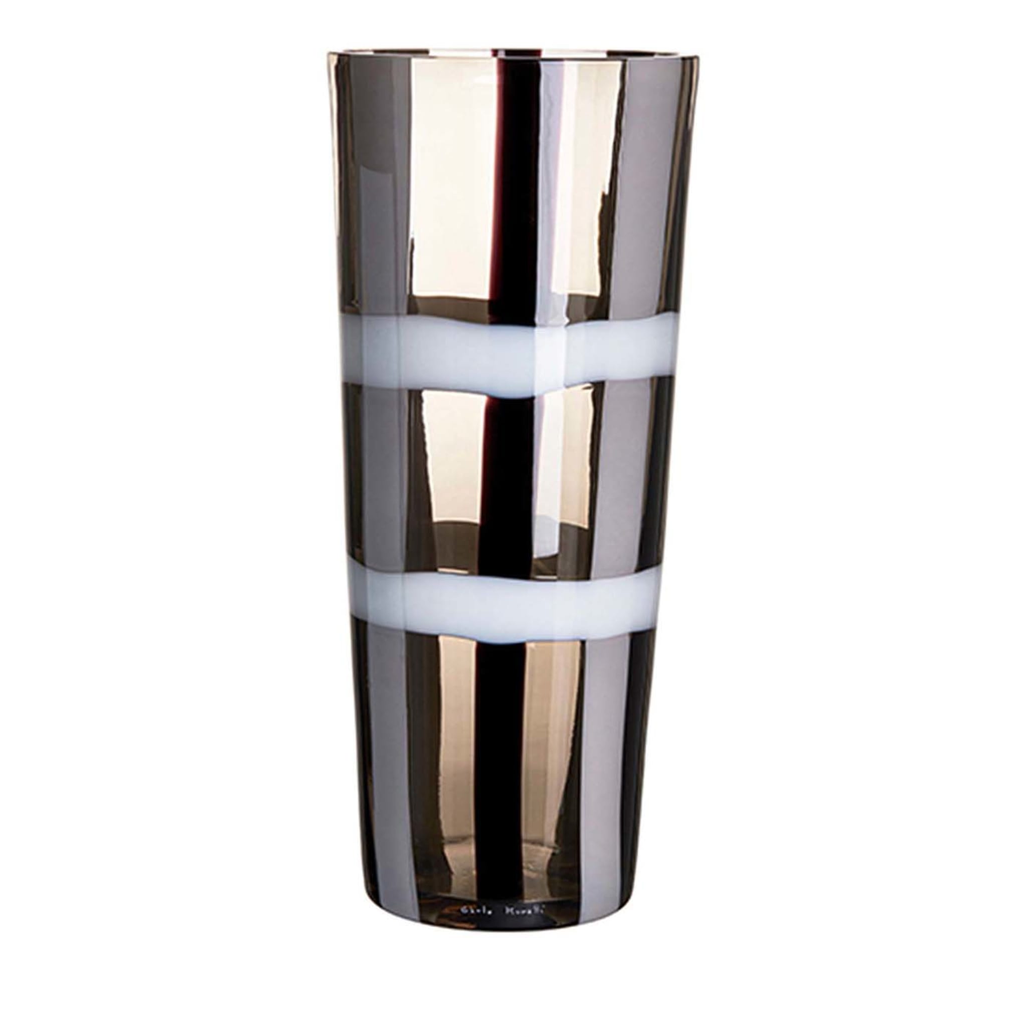Troncocono Tall Black-and-White Stripes Vase by Carlo Moretti - Main view