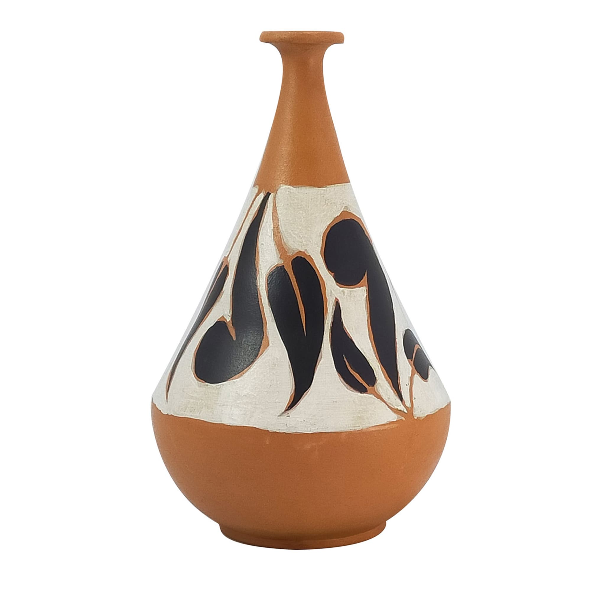 Single-Stem Black&White Terracotta Vase - Main view