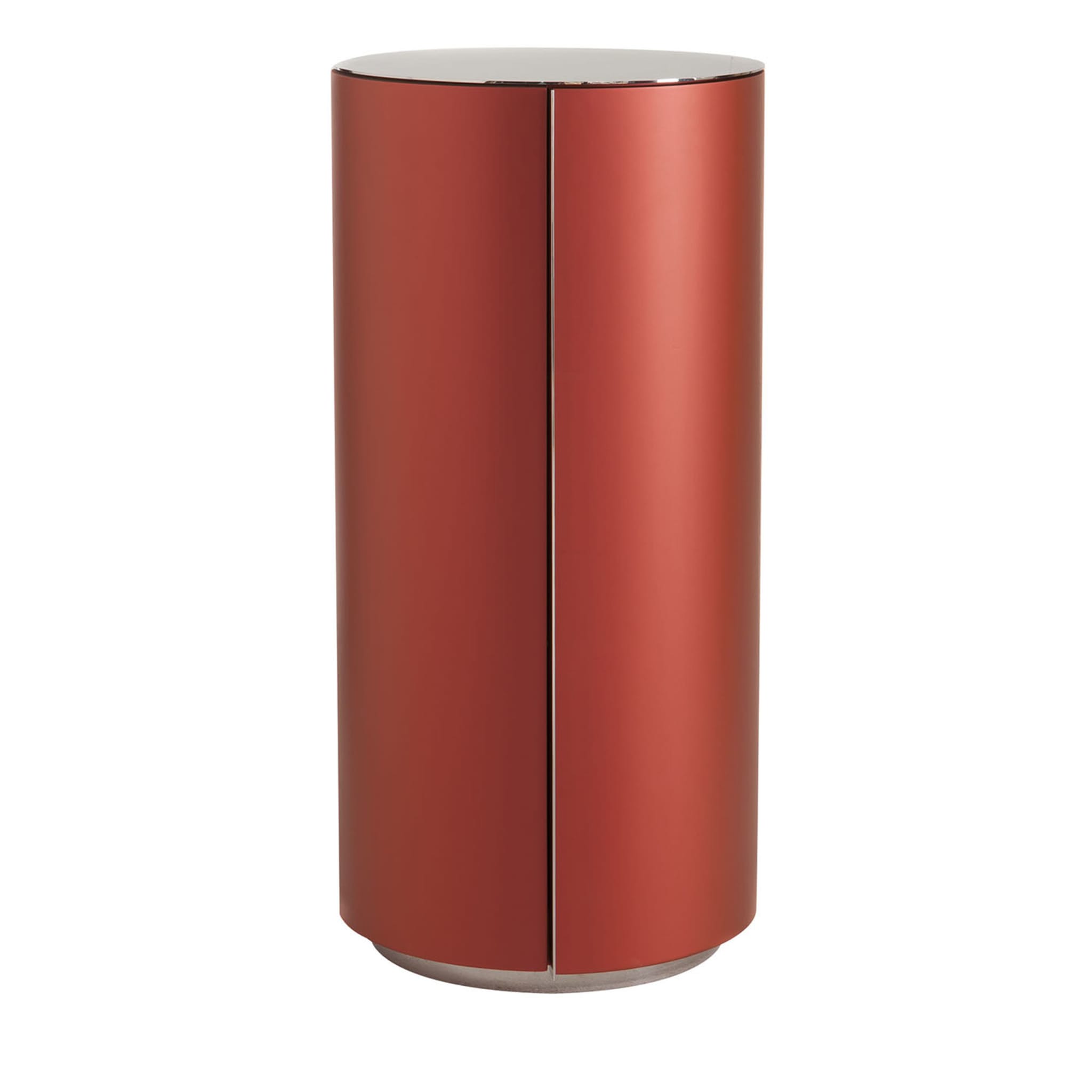 Brushed Red Cylindrical Cabinet - Main view