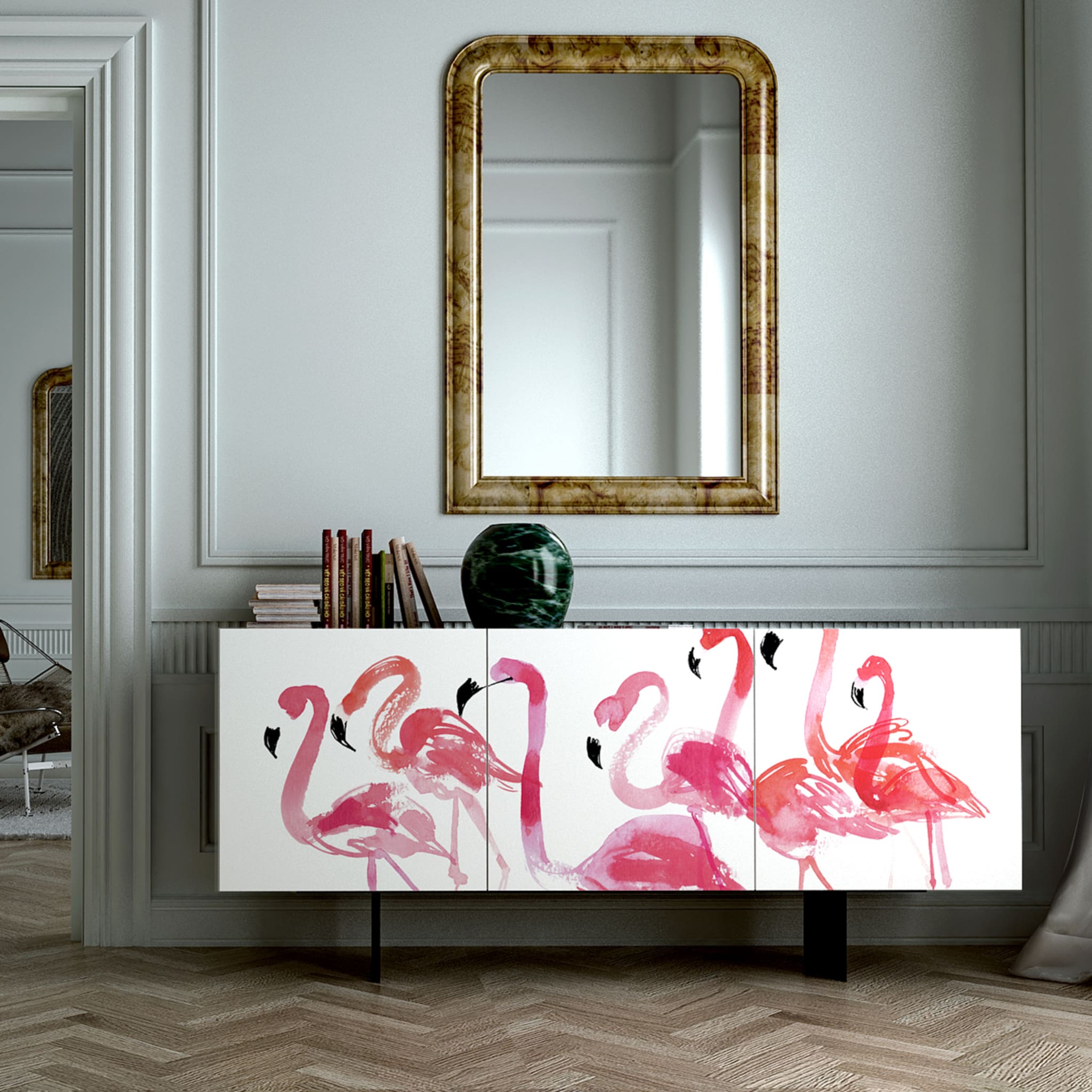 Credenza a 2 ante Flamingos di Cinzia Zenocchini - Vista alternativa 1