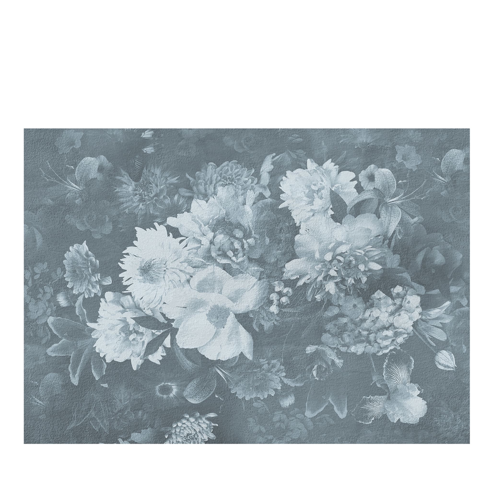 Blauton Blühende Blumen Strukturtapete - Hauptansicht