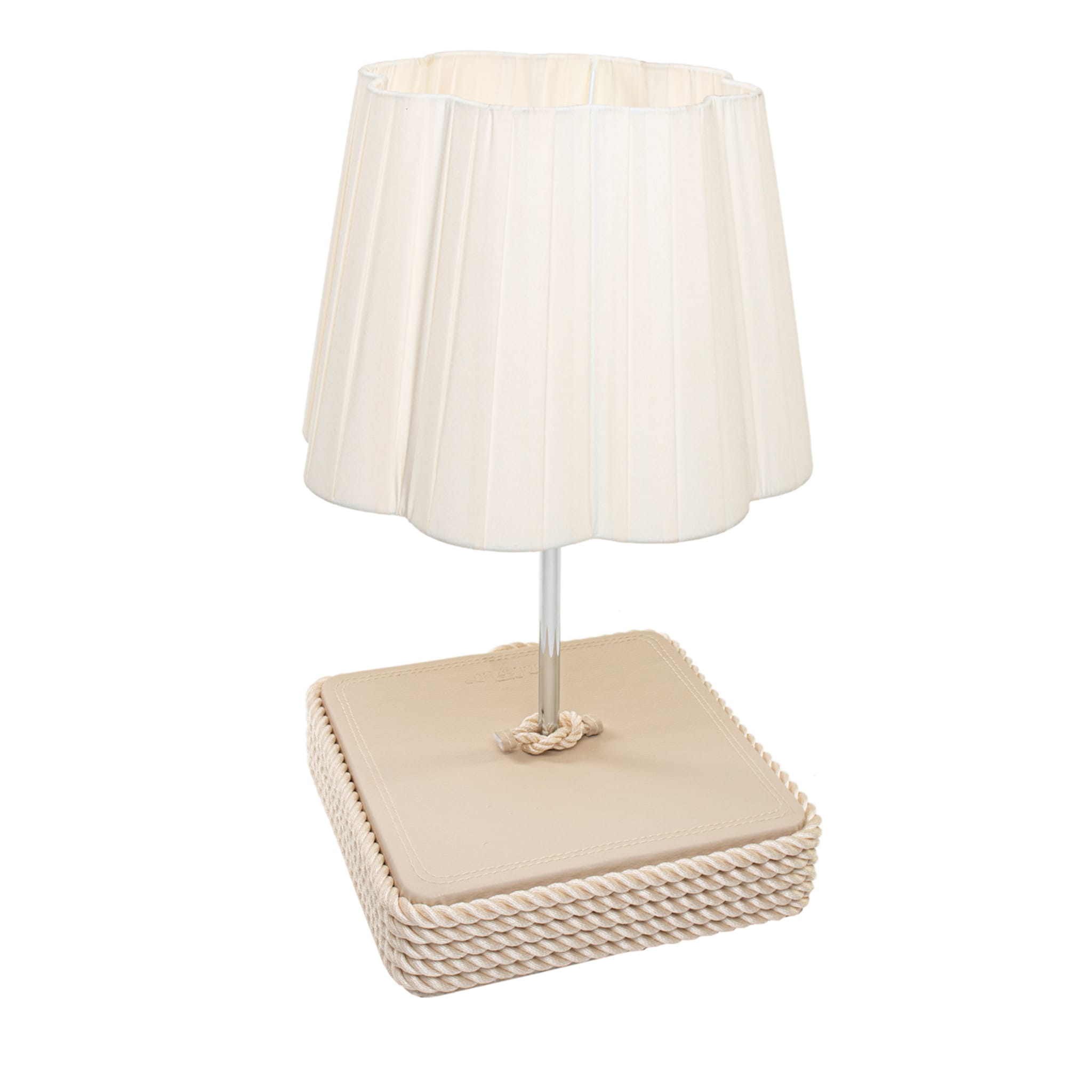 Large Square-Base Cream Table Lamp - Main view