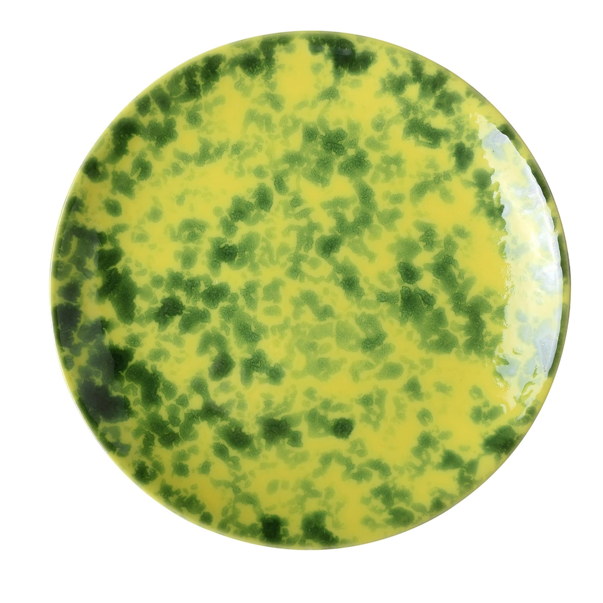Assiette creuse ronde Limoni vert-moucheté jaune - Vue principale