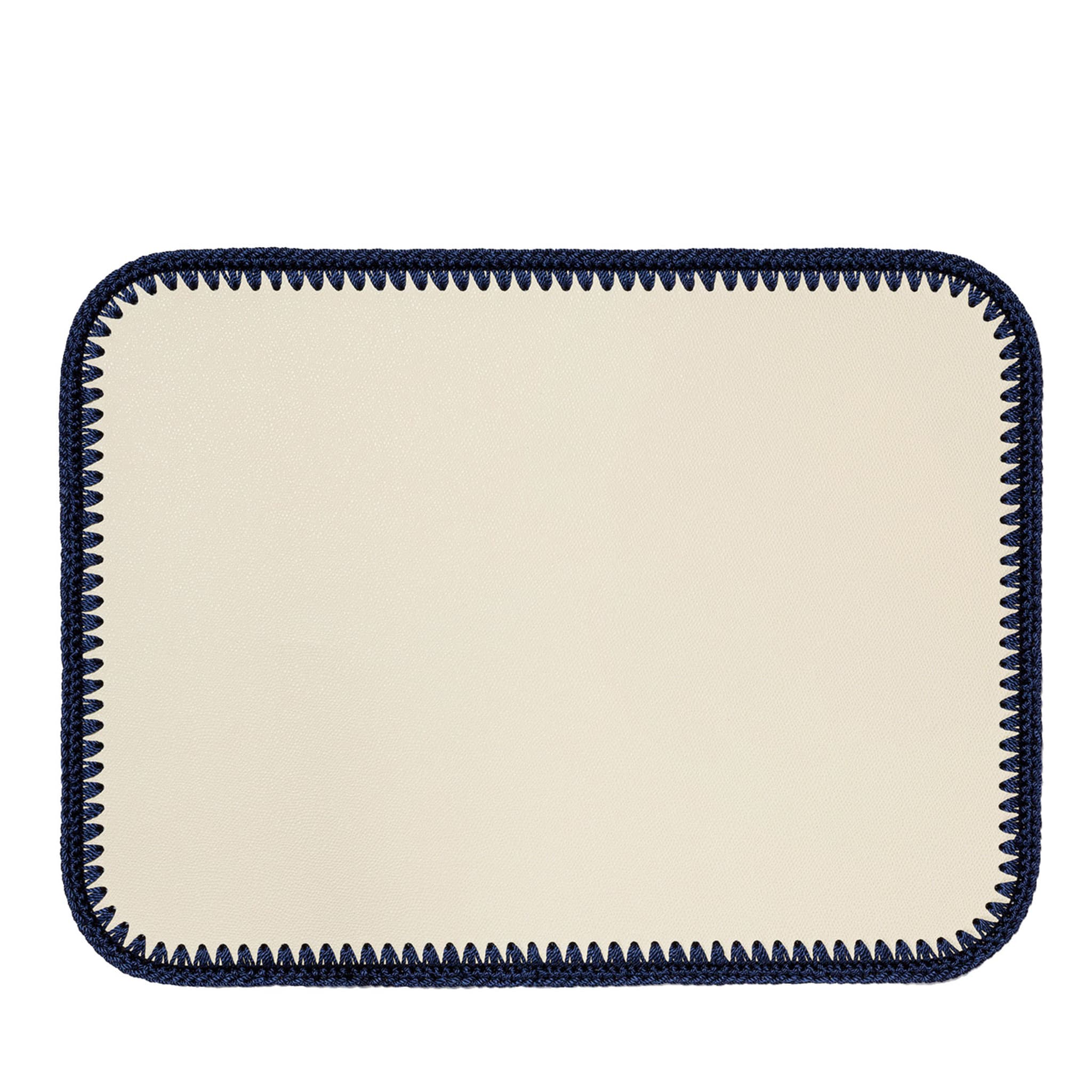 Rochelle - Sets de table rectangulaires en cuir et crochet - Blanc et bleu - Vue principale