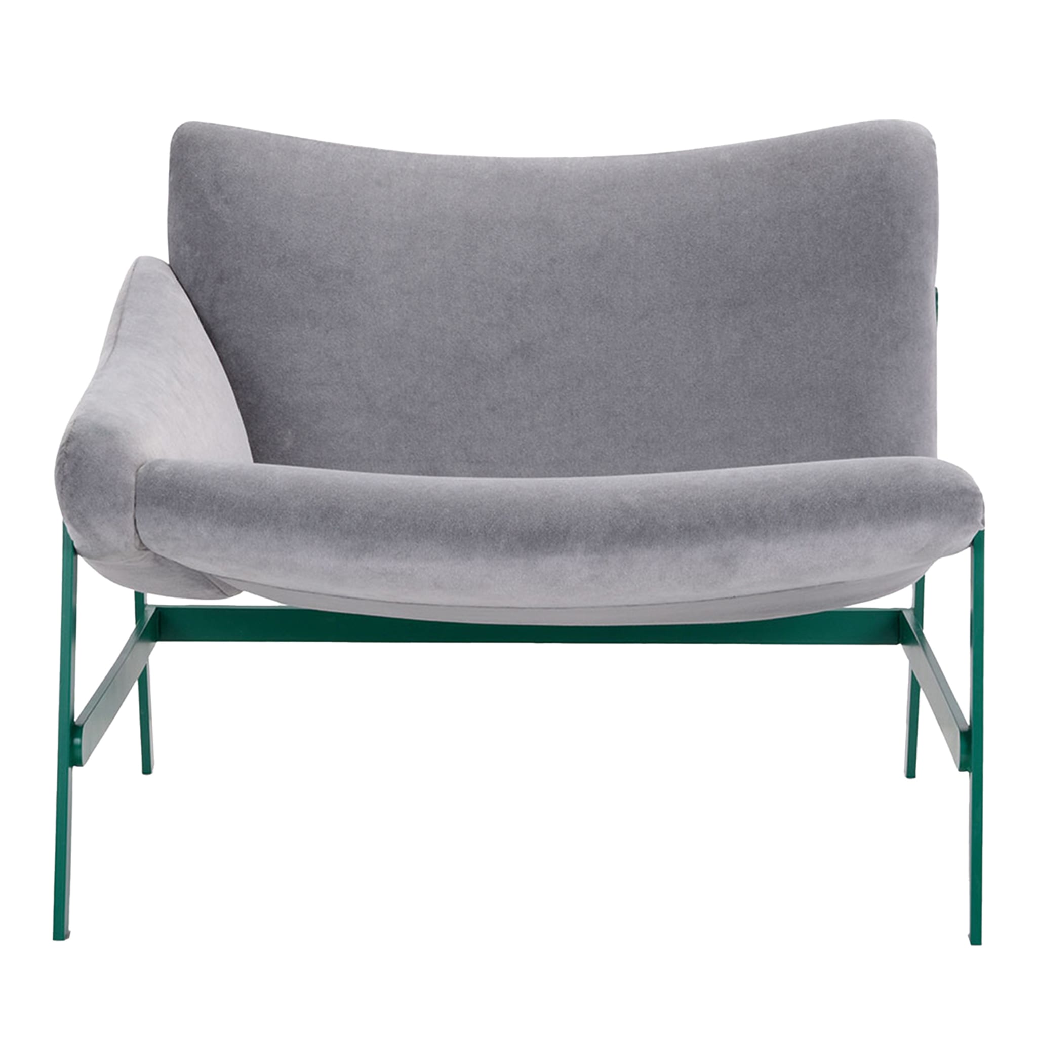 Hammock Right Gray Velvet & Green Armchair by Debonademeo - Main view