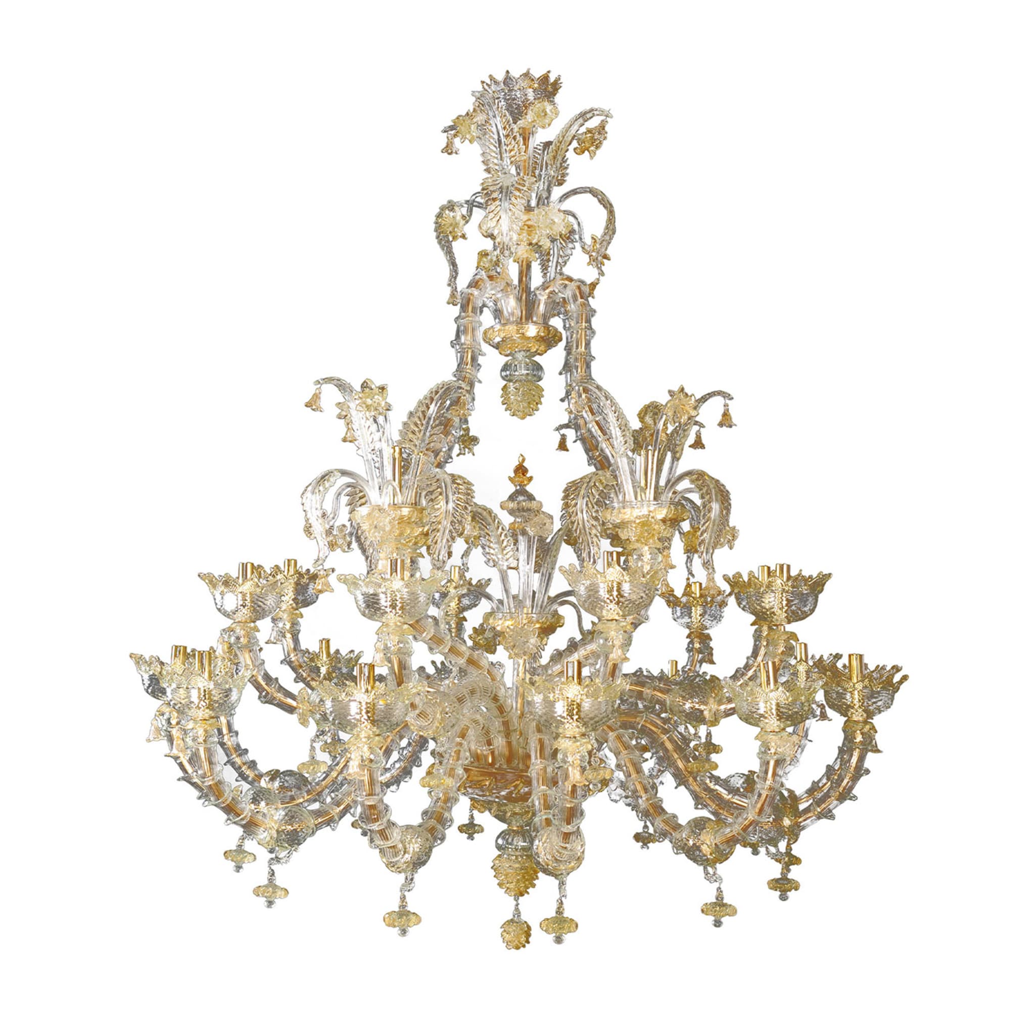 Lampadario in stile Rezzonico in oro e cristallo #7 - Vista principale