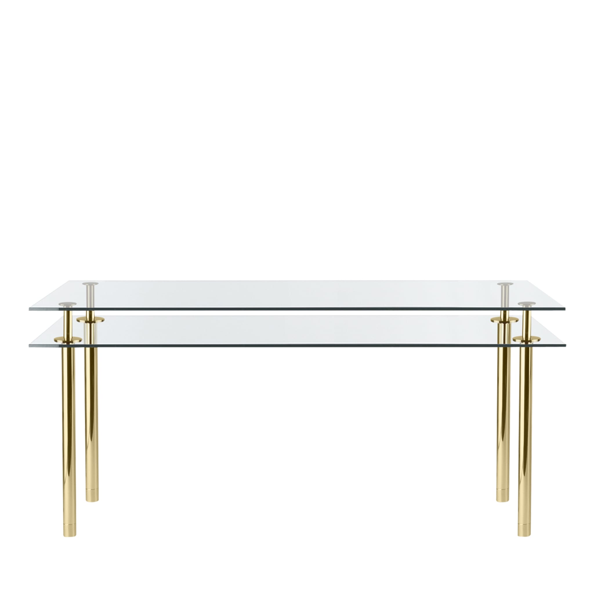 Tavolo rettangolare medio Legs in cristallo e ottone lucido di Paolo Rizzato - Vista principale