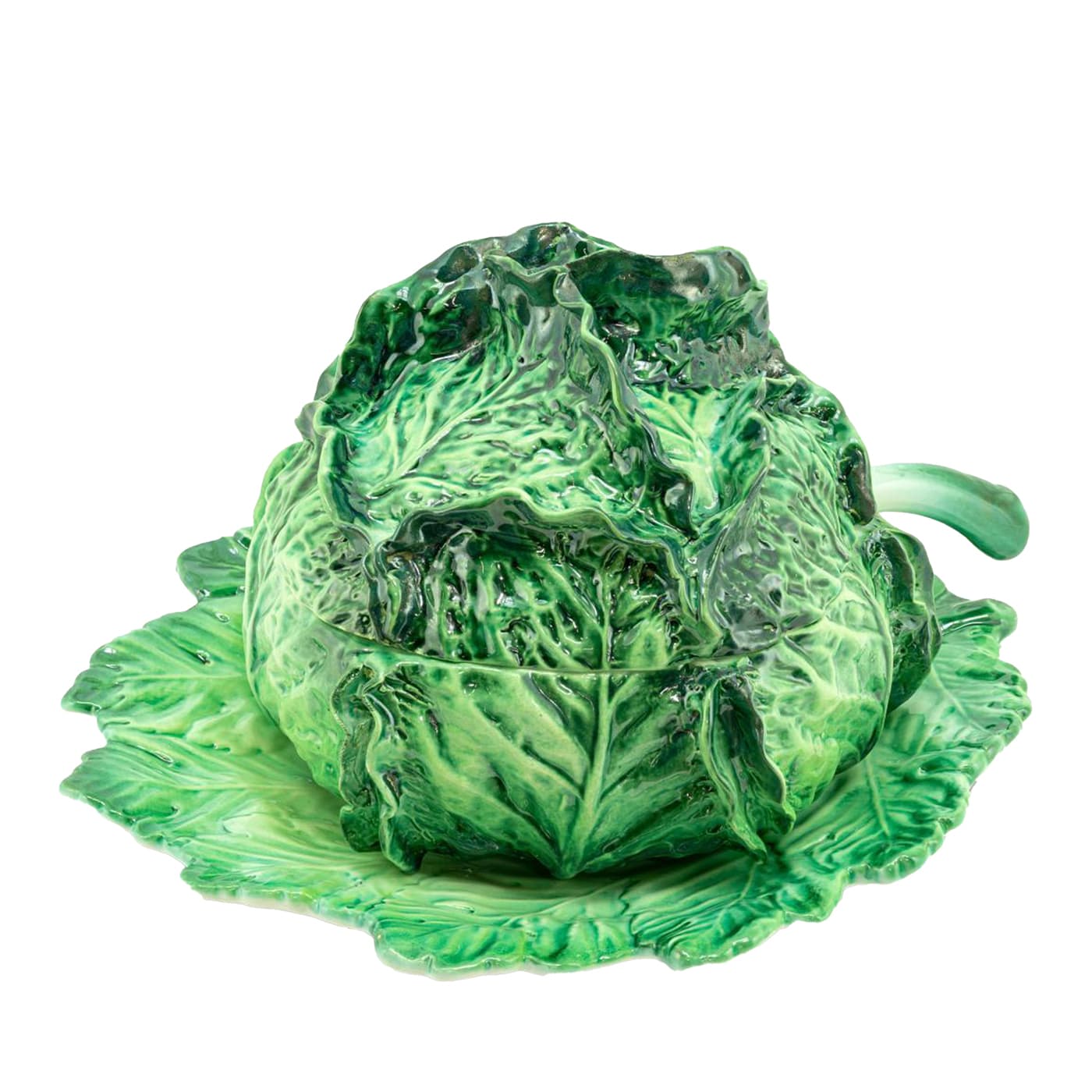 Cabbage Large Green Set of Soup Bowl and Plate - Abhika