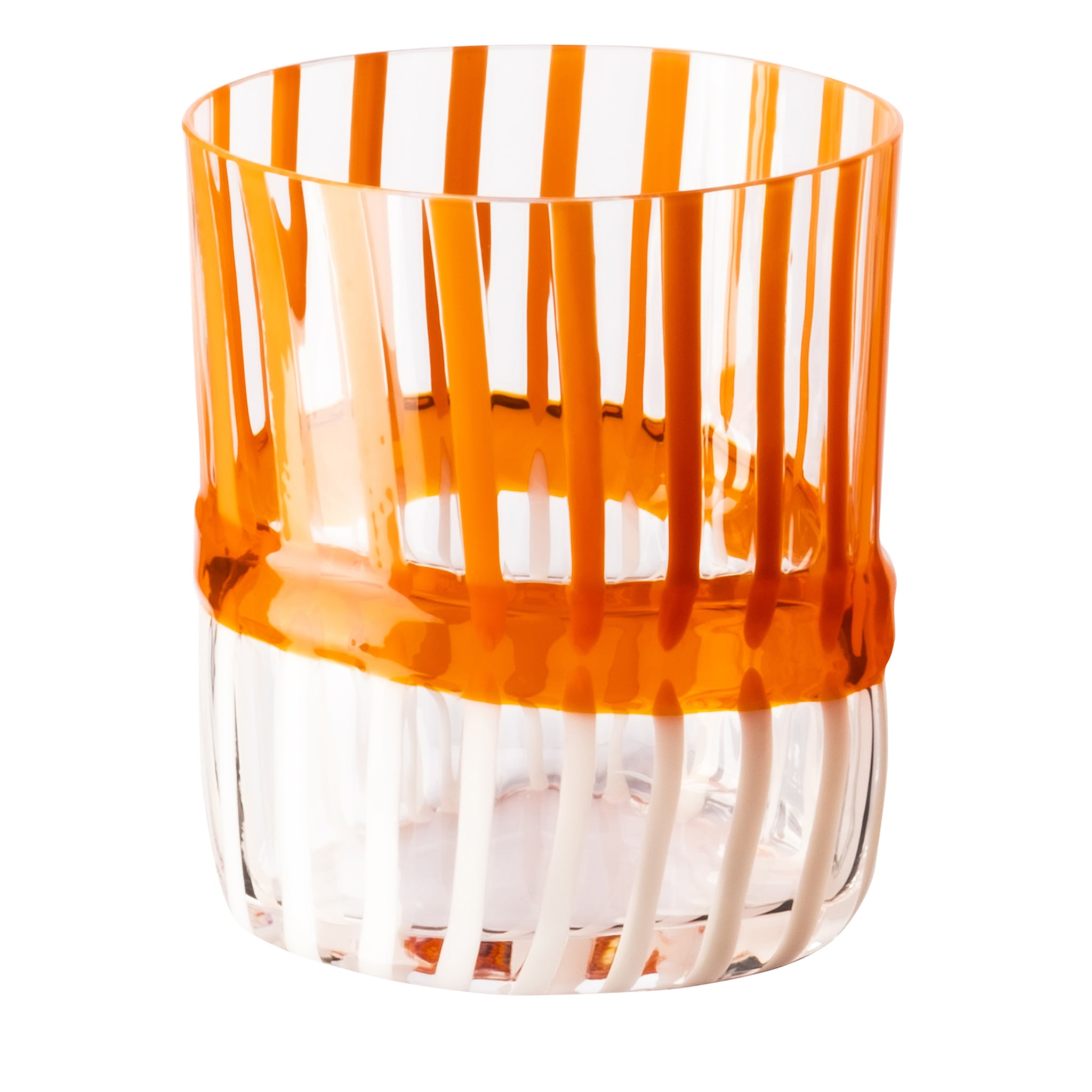 Bora Oval-Cut Striped White&Orange Glass by Carlo Moretti - Main view