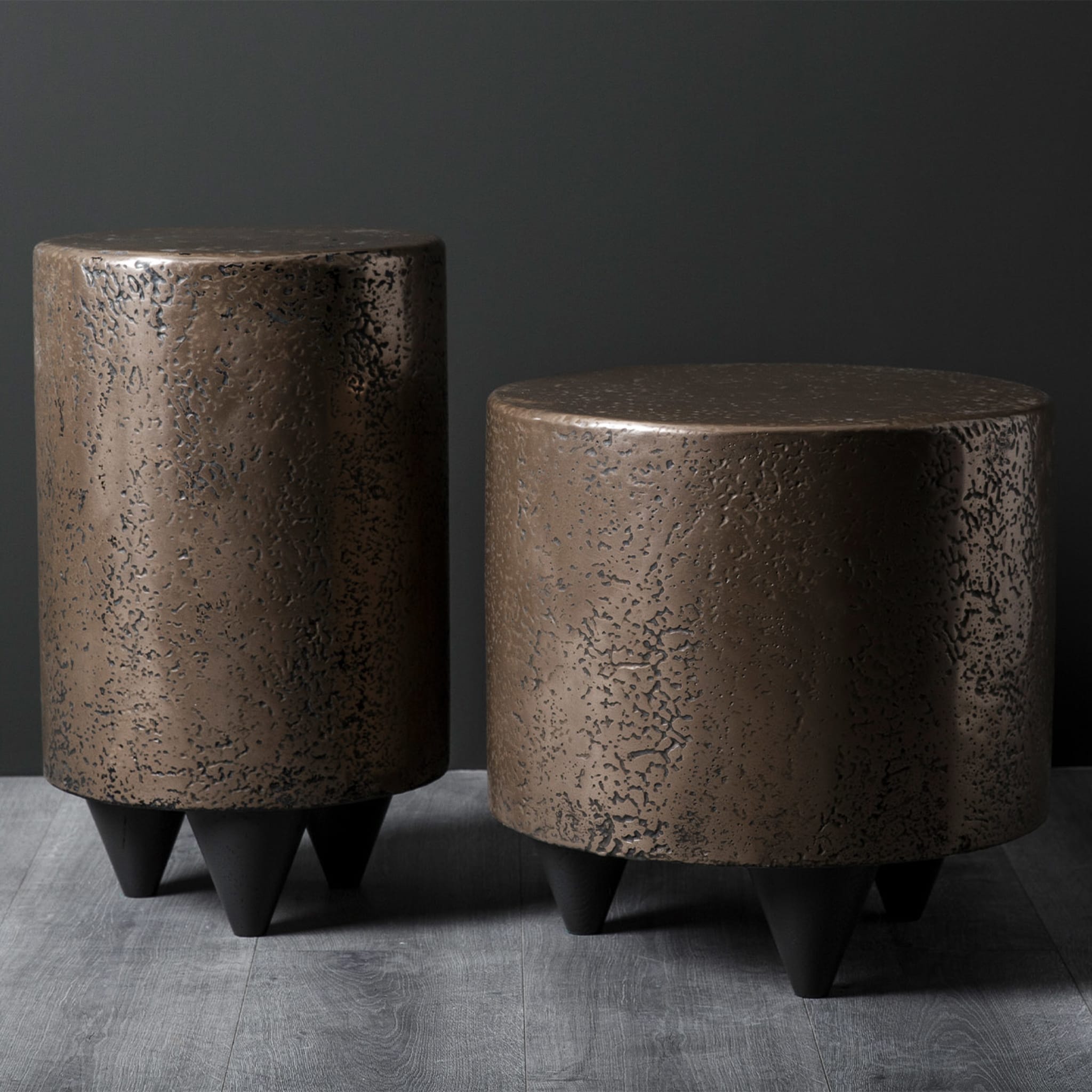 Low Bronze Pouf and Side Table #1 - Alternative view 1