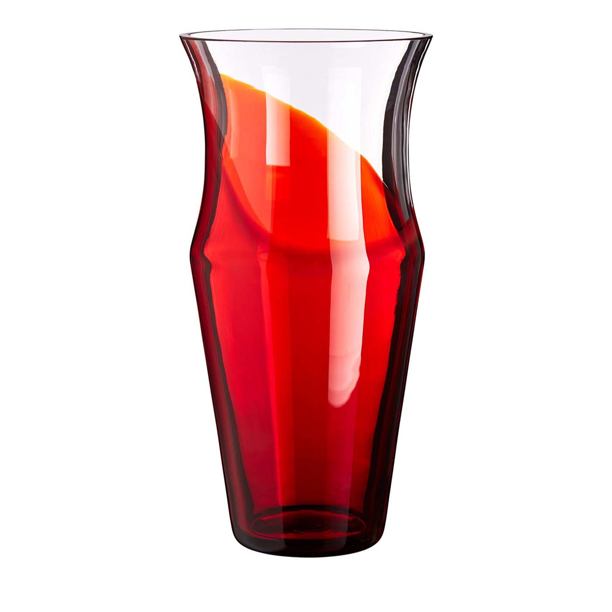 Rote und transparente Monocromo-Vase von Carlo Moretti - Hauptansicht