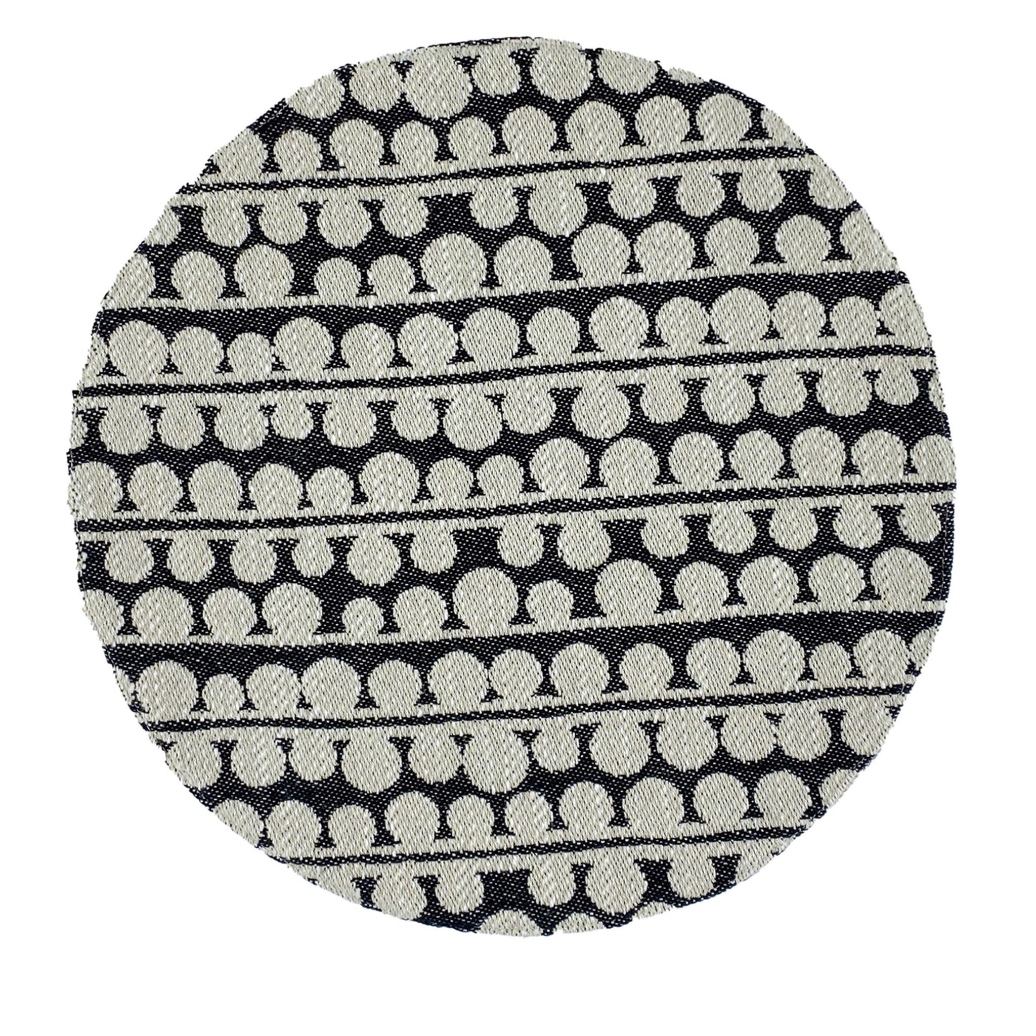 Bouclé Patterned Set of 2 Black&Gray Round Placemats - Main view