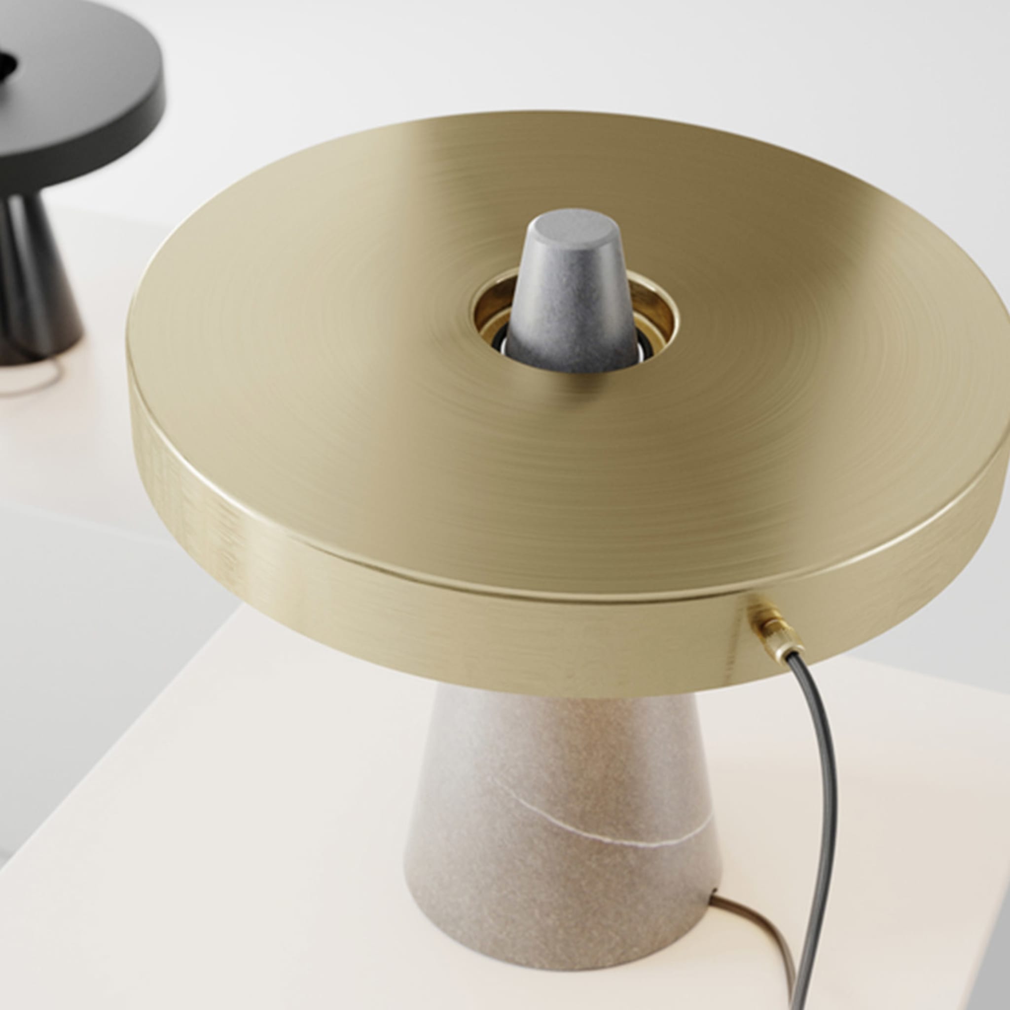 ED039 Lampe de table en pierre grise et laiton - Vue alternative 3