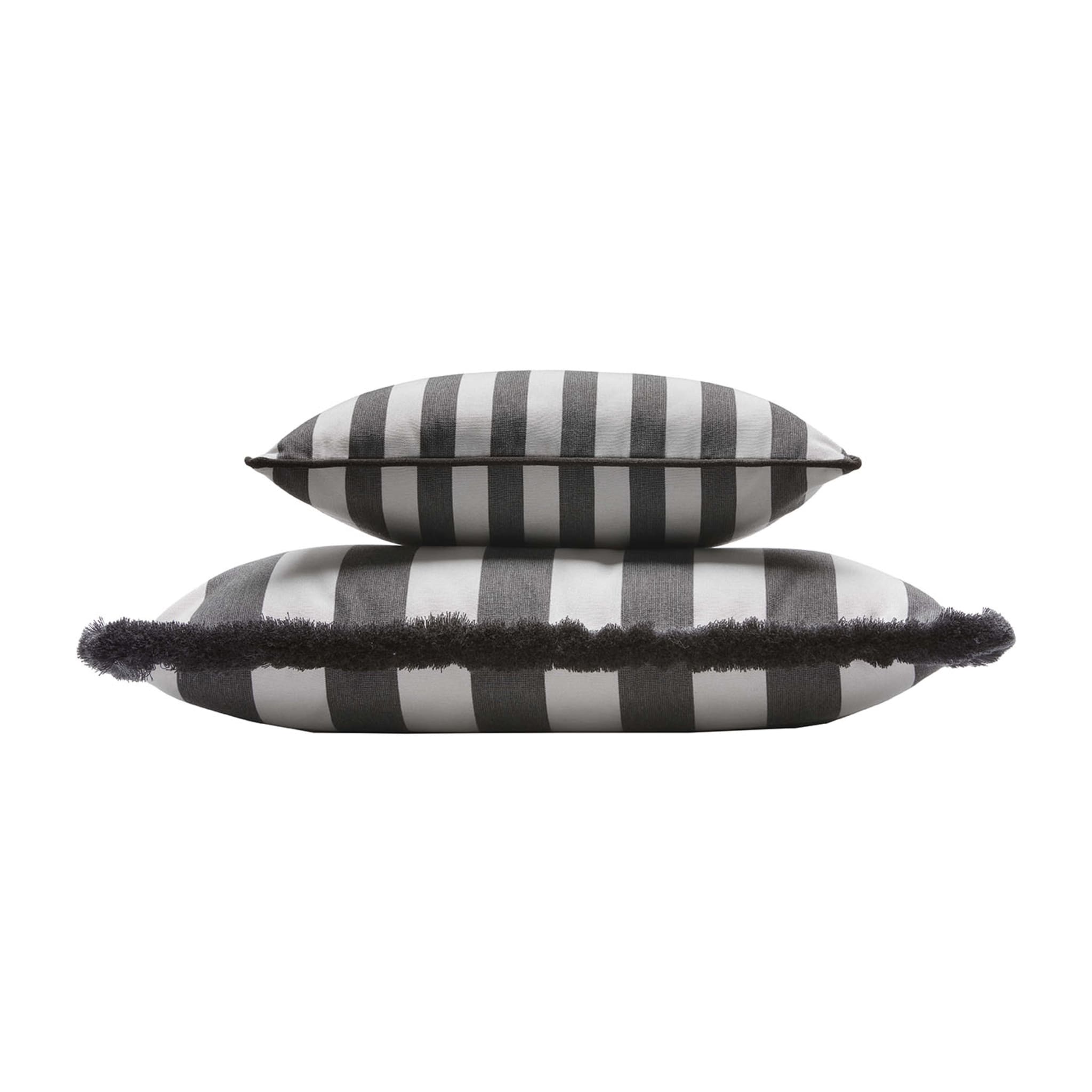 Happy Striped White and Carbon Outdoor Pillow - Alternative view 1