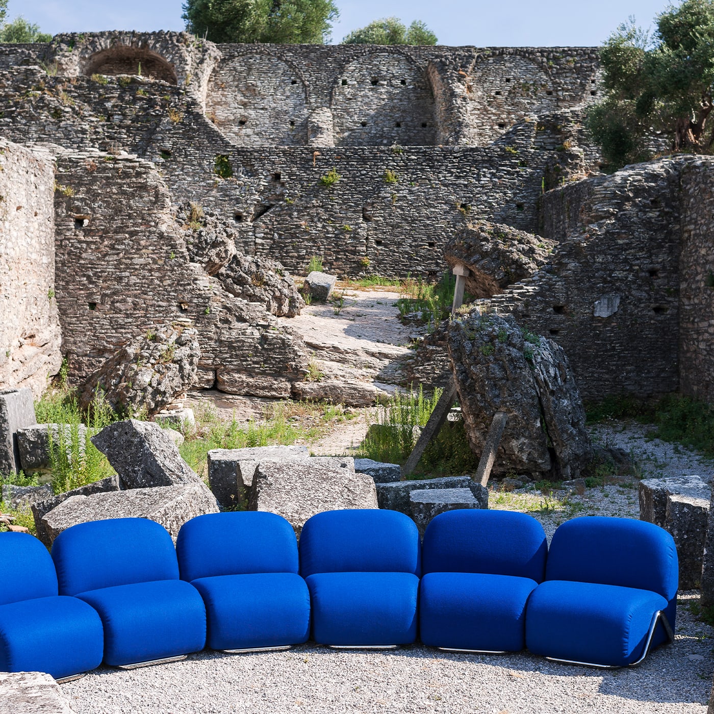 Victoria 6-Seater Modular Blue Sofa by David/Nicolas - Tacchini