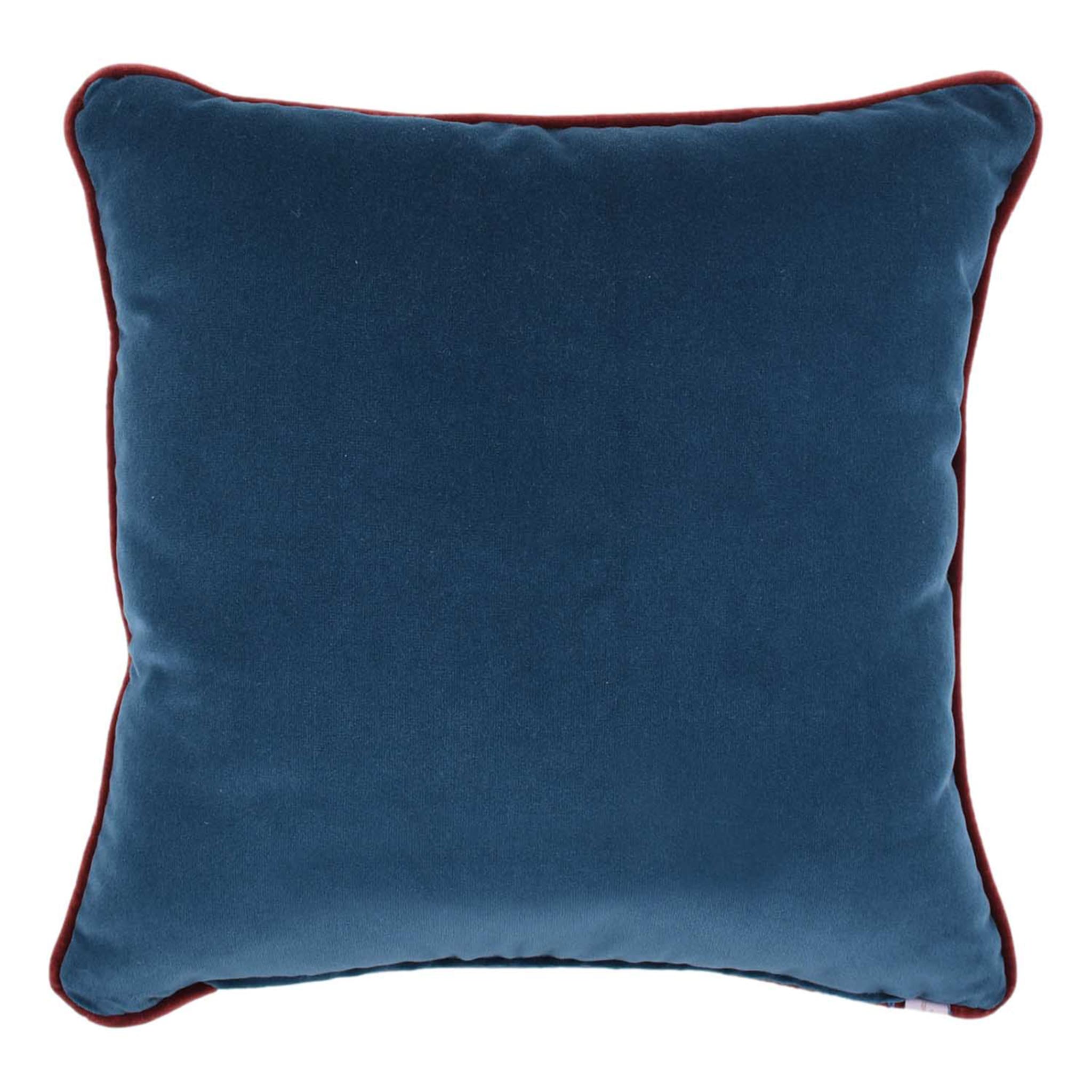 Cuscino Carrè turchese e blu in tessuto jacquard a pois - Vista alternativa 1
