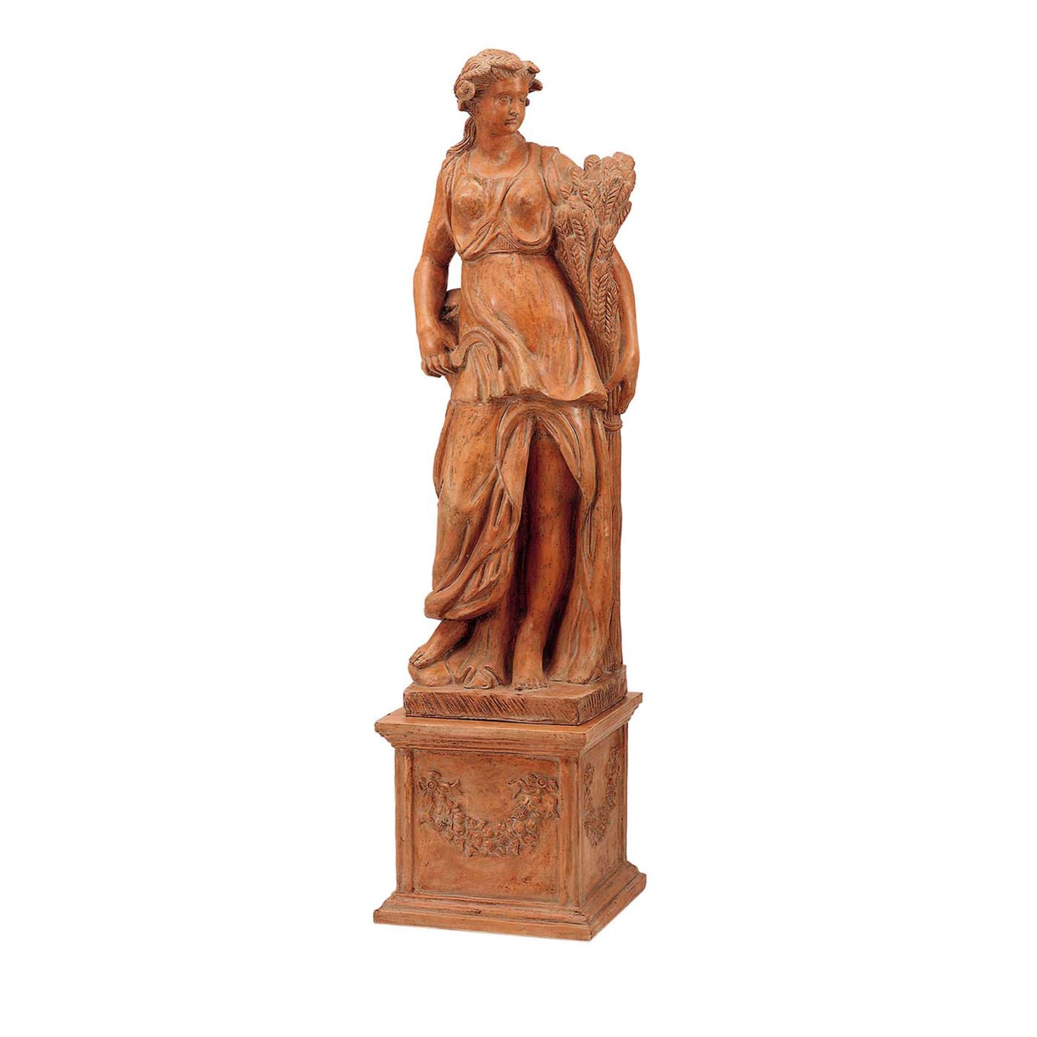 Estate Terracotta Statue with Festooned Base - Main view