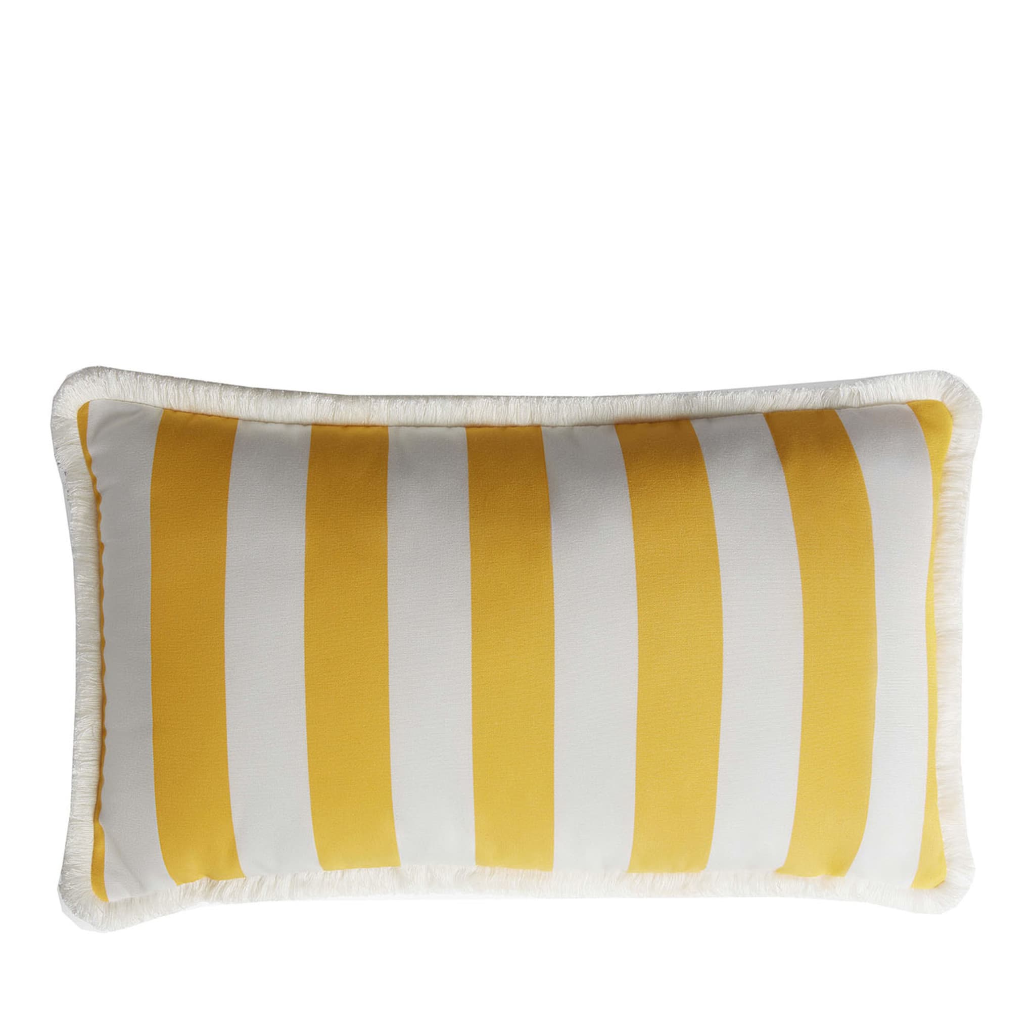 Happy White and Yellow With Fringes Outdoor Pillow  - Main view