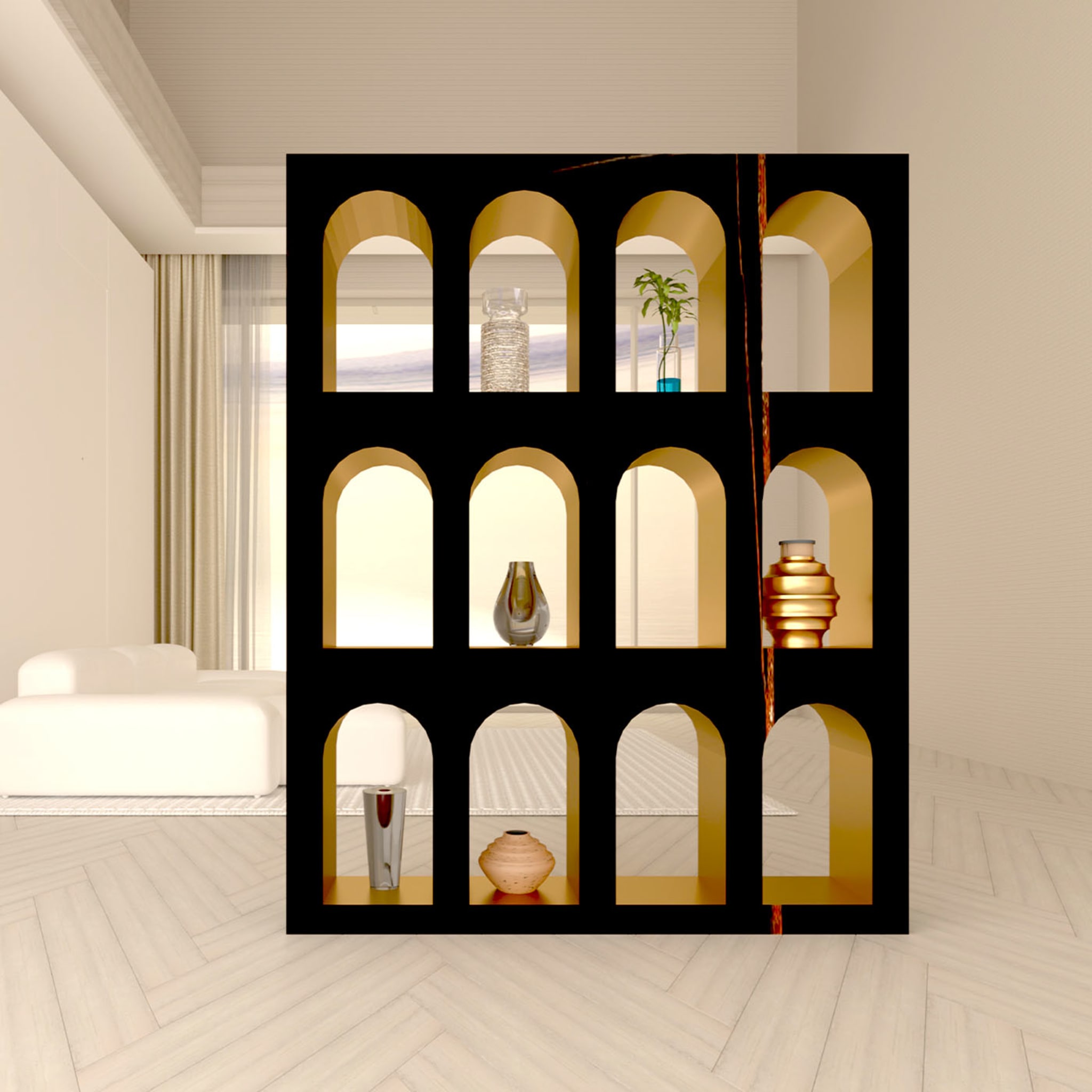 Portici Bookcase in Sahara Noir Marble by sid&sign - Alternative view 3