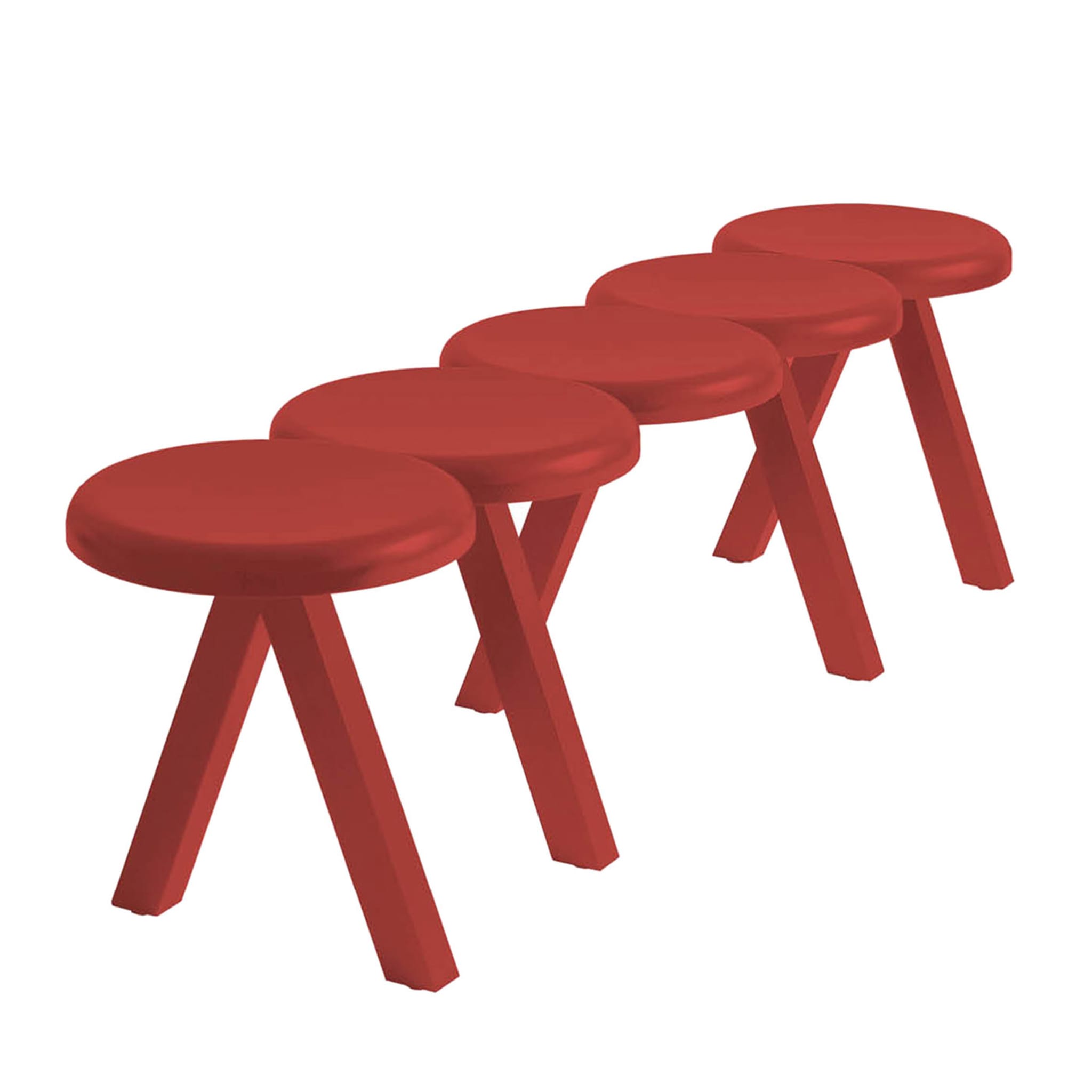 Millepiedi 5-Seat Red Bench by Studio Catoir - Main view