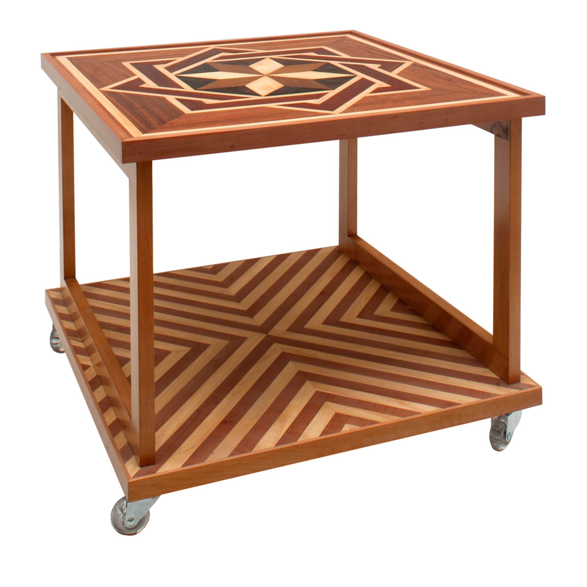 Renaissance-Style Marquetry Wheeled Coffee Table #2 - Main view