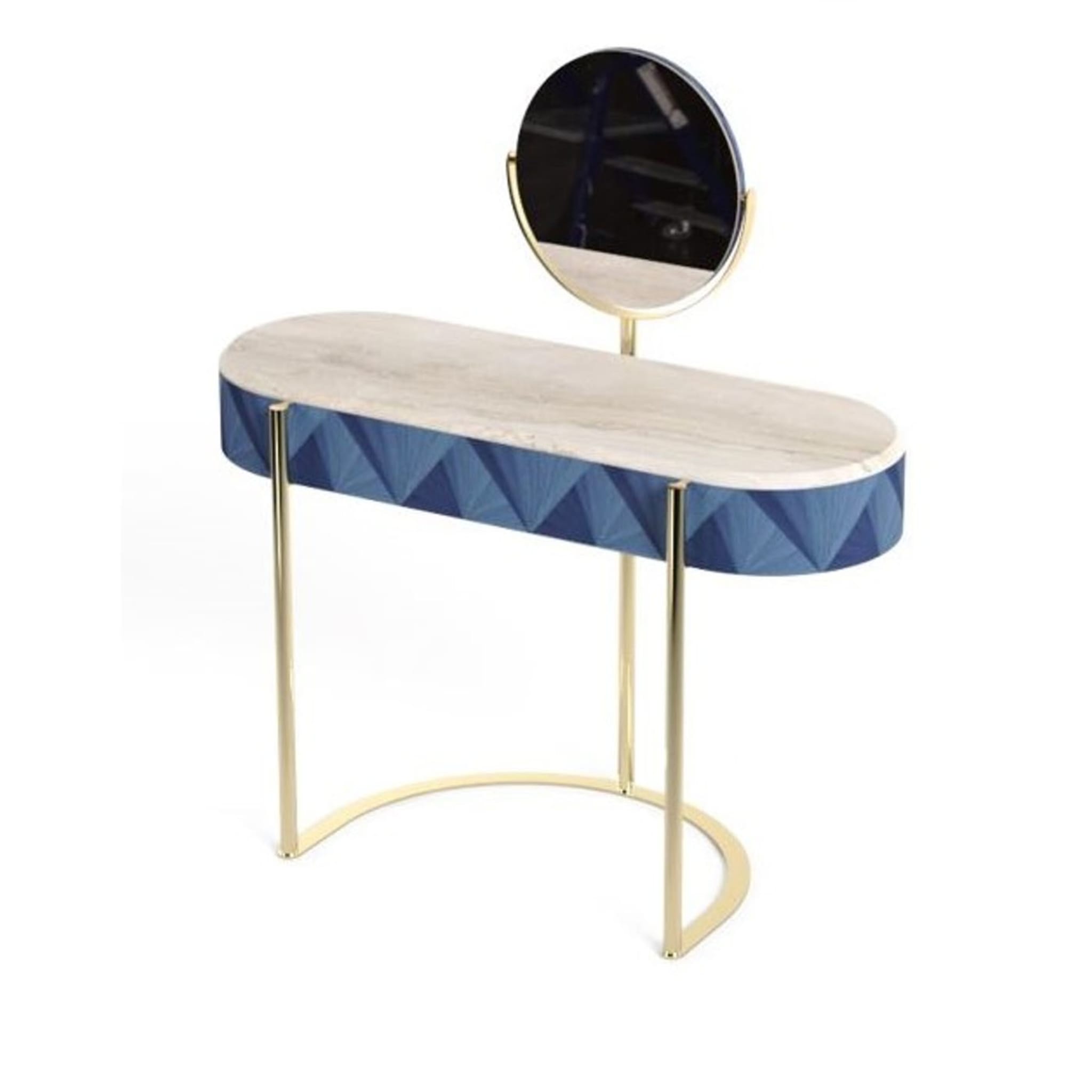 Scrivania Nora Curved Blue &amp; Golden Vanity Desk - Vista principale