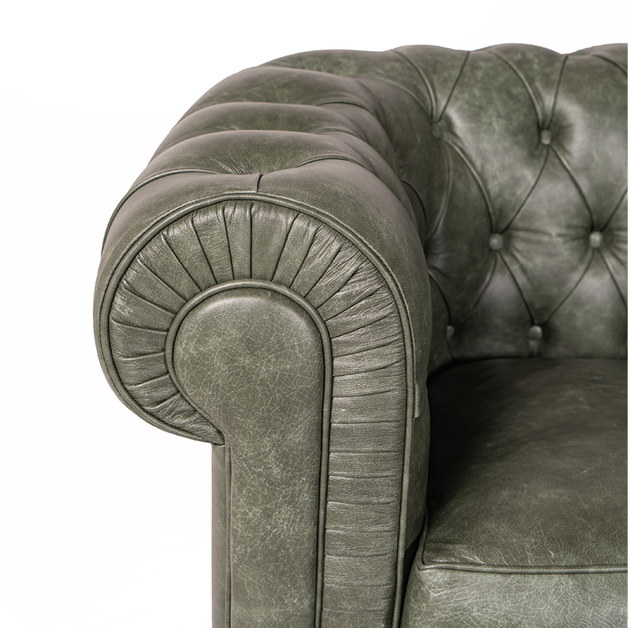Chesterfield Green Leather Sofa - Alternative view 1